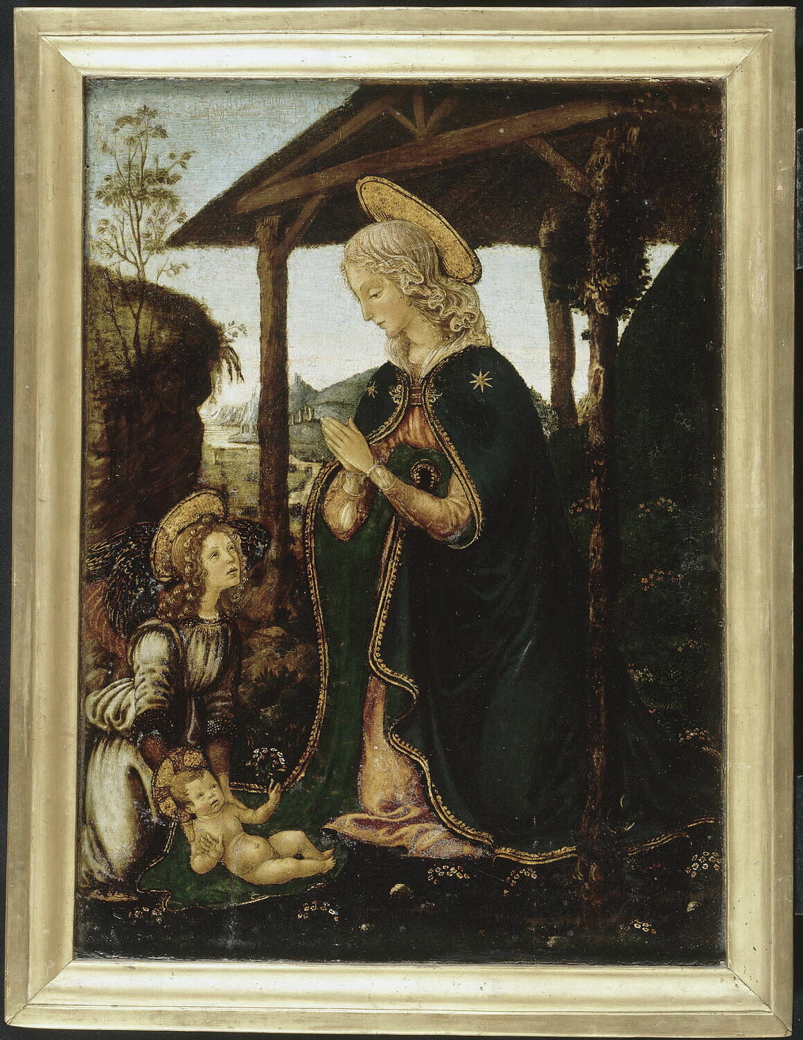 La Vierge adorant l'Enfant avec un ange, Botticini, Francesco, XVe siècle (1400 - 1500)
