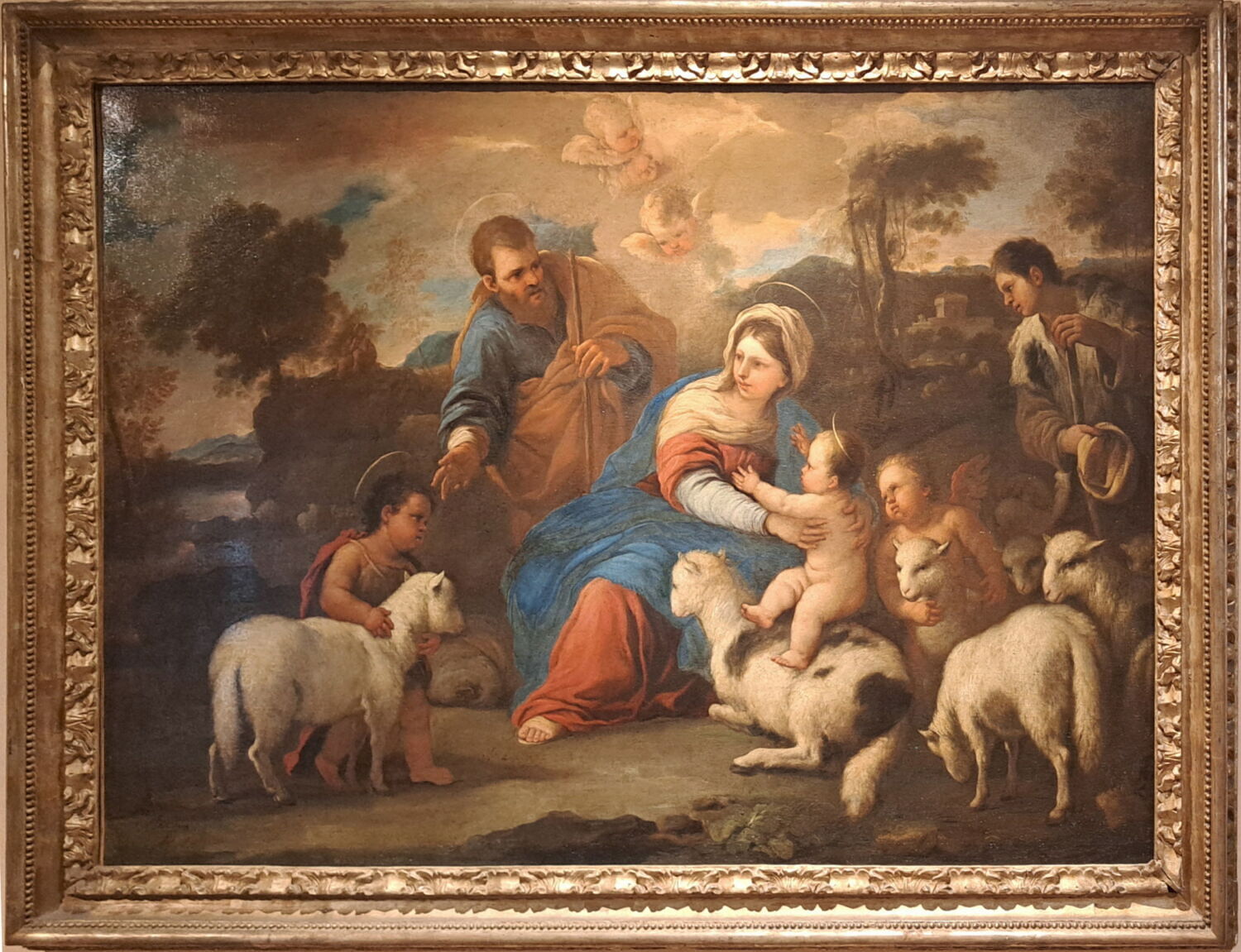 La Sainte Famille avec un berger, Giordano, Luca, XVIIe siècle (Vers 1660) (1660)