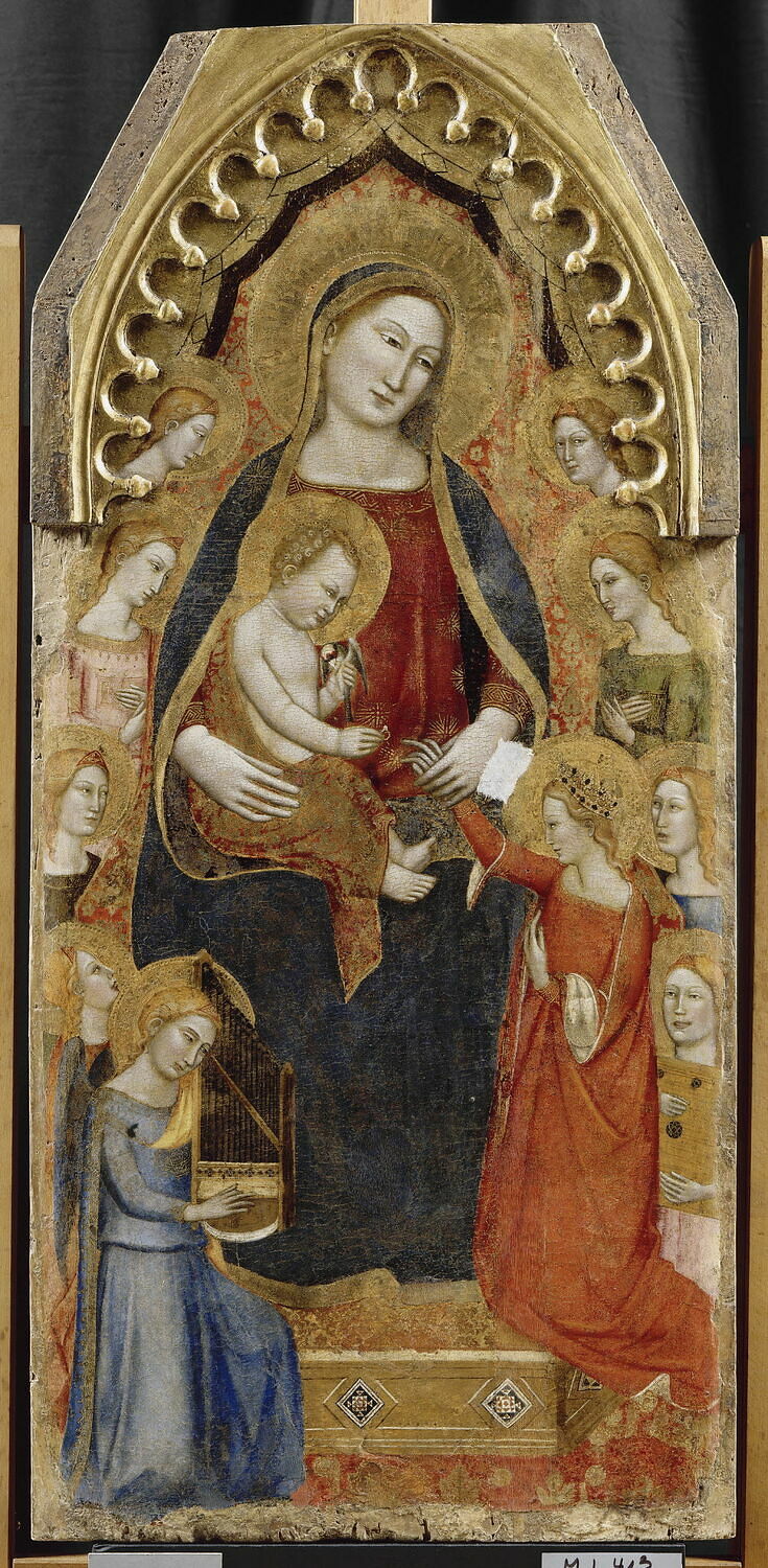 Le Mariage mystique de sainte Catherine, avec neuf anges, Jacopo di Cione, XIVe siècle (1365 - 1370)