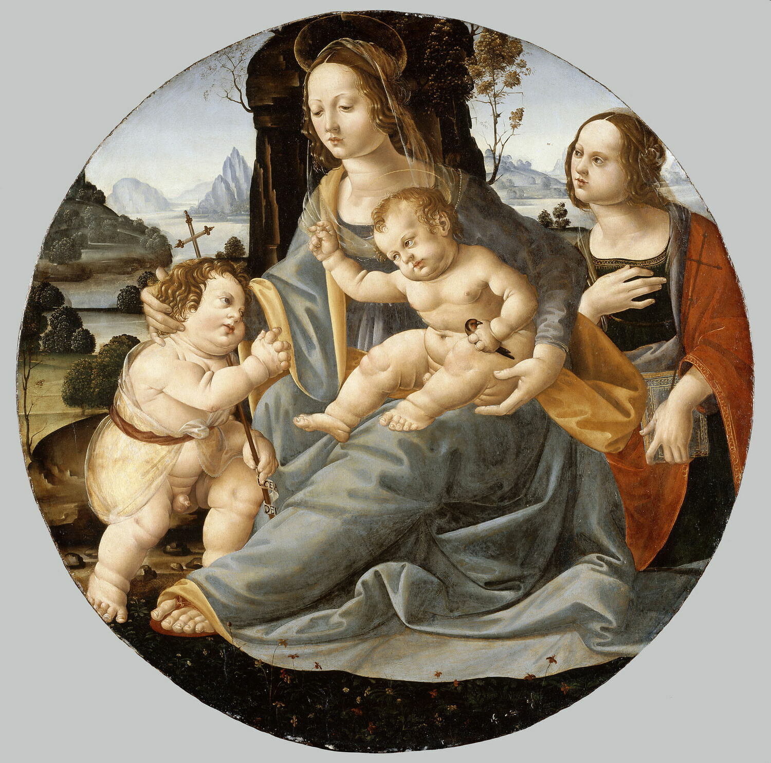 La Vierge et l'Enfant avec le petit saint Jean et sainte Marguerite (?), Lorenzo di Credi, XVe siècle (1400 - 1500)