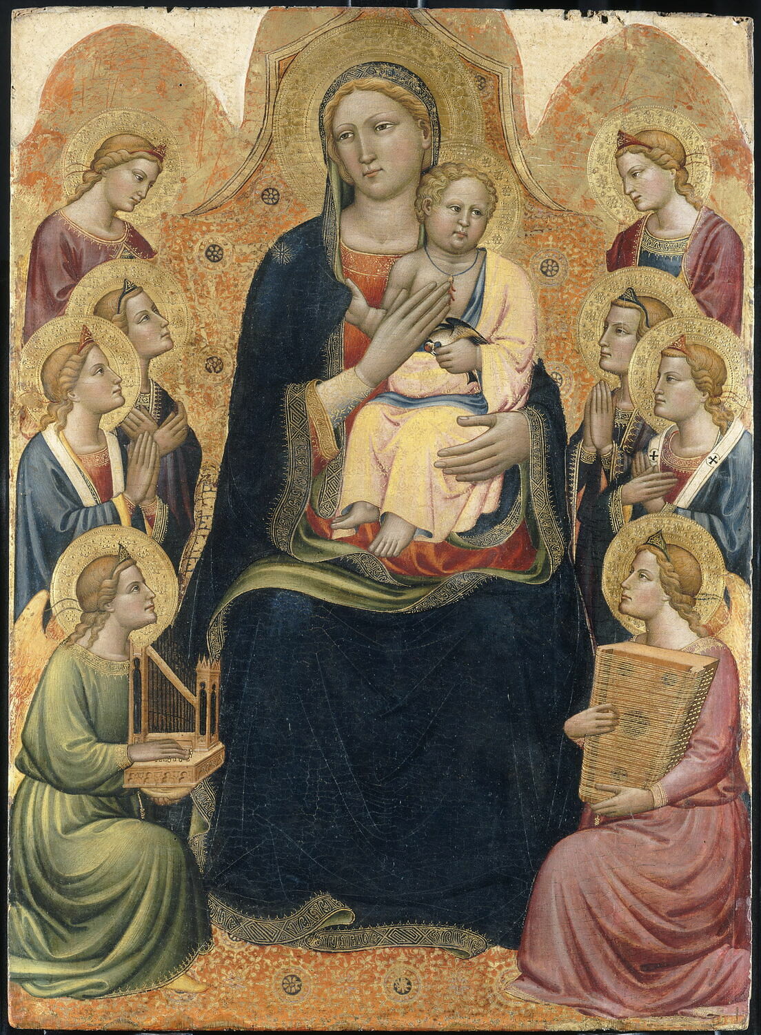 La Vierge et l'Enfant entourés de huit anges, Tommaso del Mazza, XIVe siècle (1300 - 1400)