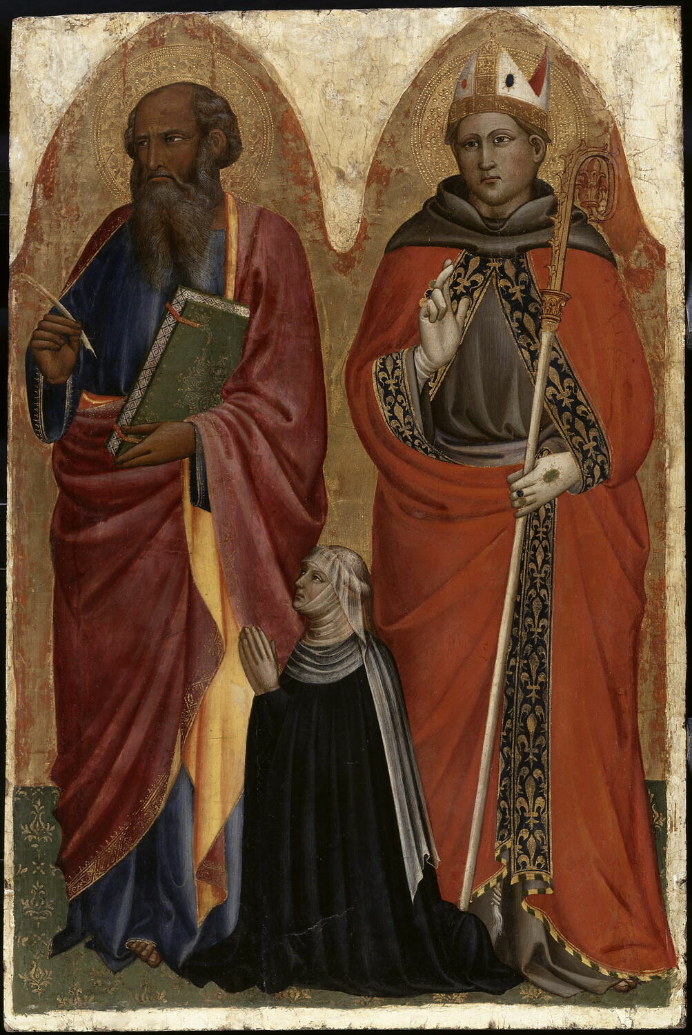 Saint Jean Évangéliste, saint Louis de Toulouse et la donatrice, Catarina dei Franzesi, Tommaso del Mazza, XIVe siècle (1300 - 1400)
