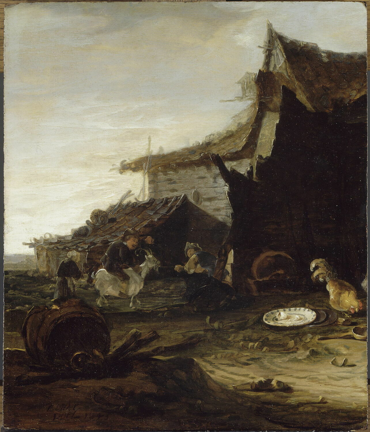 Cour de ferme avec une chèvre, Poel, Egbert van der, XVIIe siècle (1645)