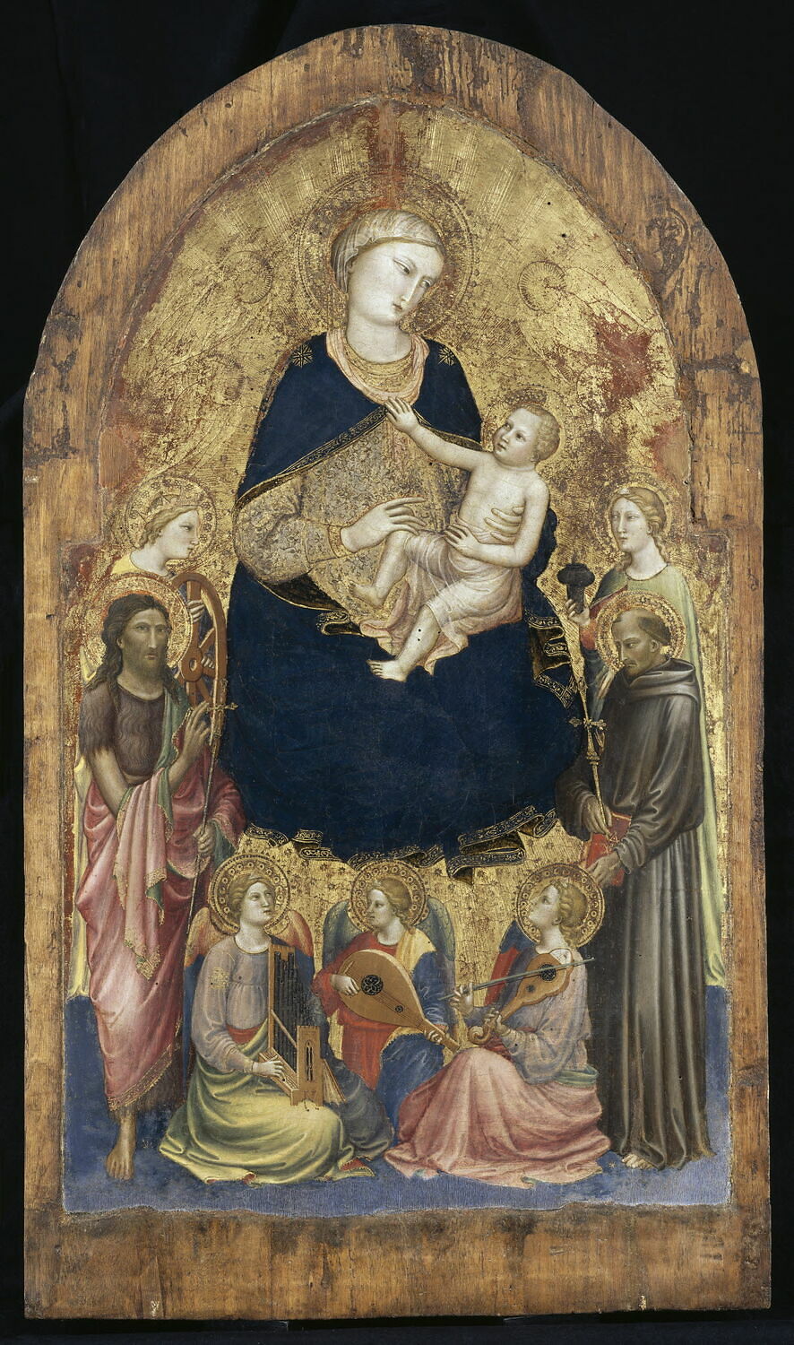 La Vierge et l'Enfant avec quatre saints et trois anges musiciens, Mariotto di Nardo, XVe siècle (1400 - 1500)