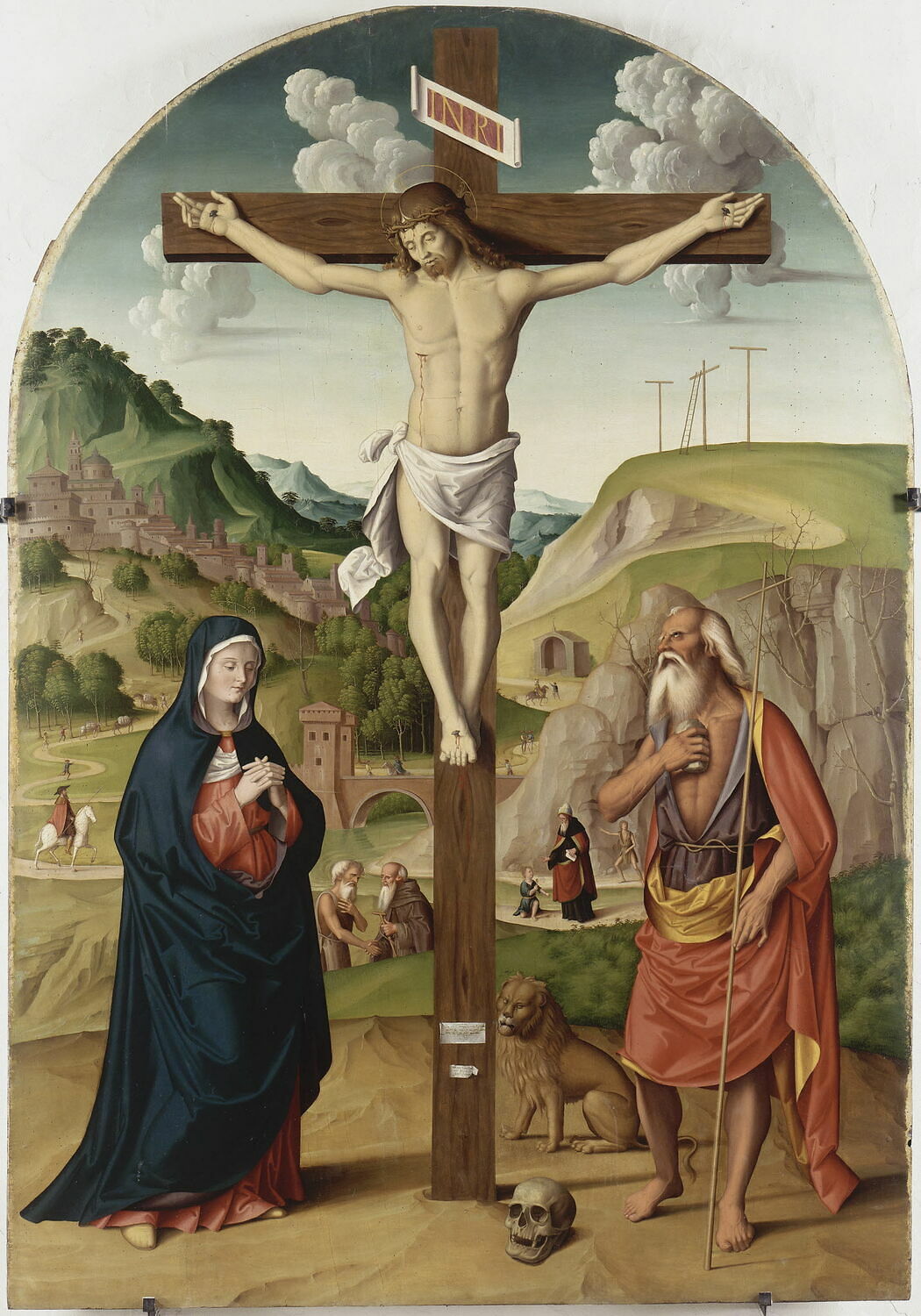 Le Calvaire avec saint Jérôme pénitent, Palmezzano, Marco, 1e quart du XVIe siècle (1505)