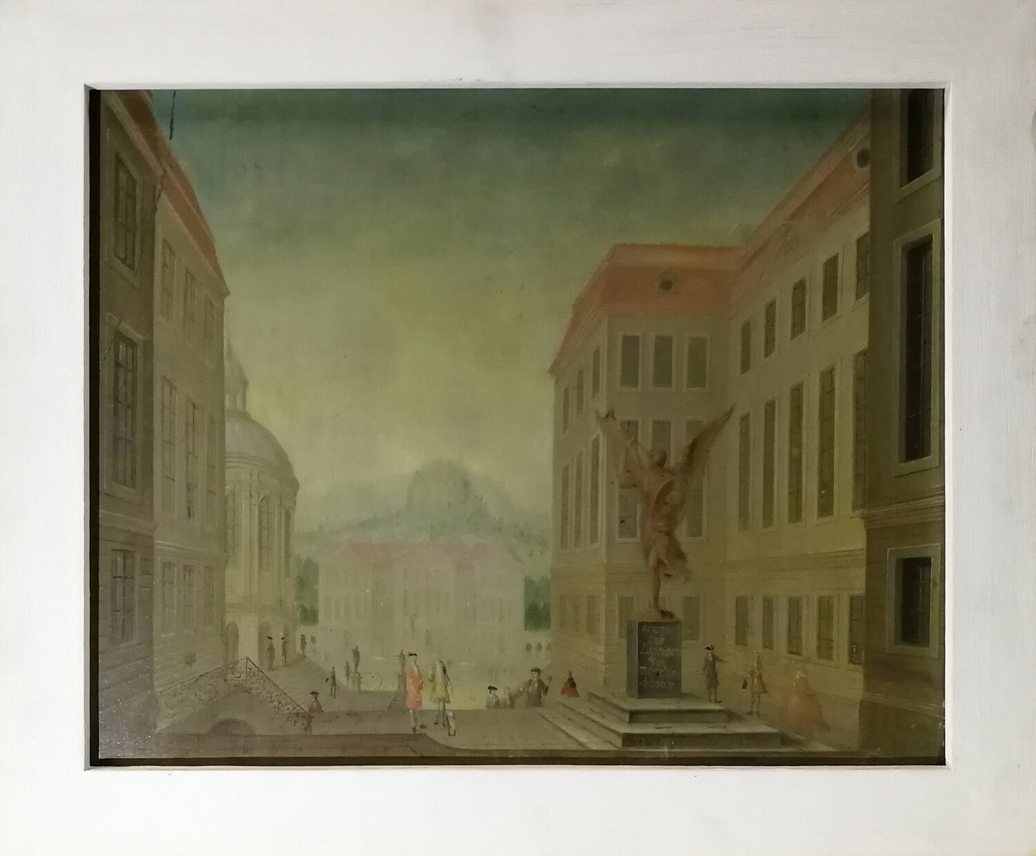 Dresde, vue urbaine avec statue de la Renommée, Donath, Gabriel Ambrosius, XVIIIe siècle (1735)