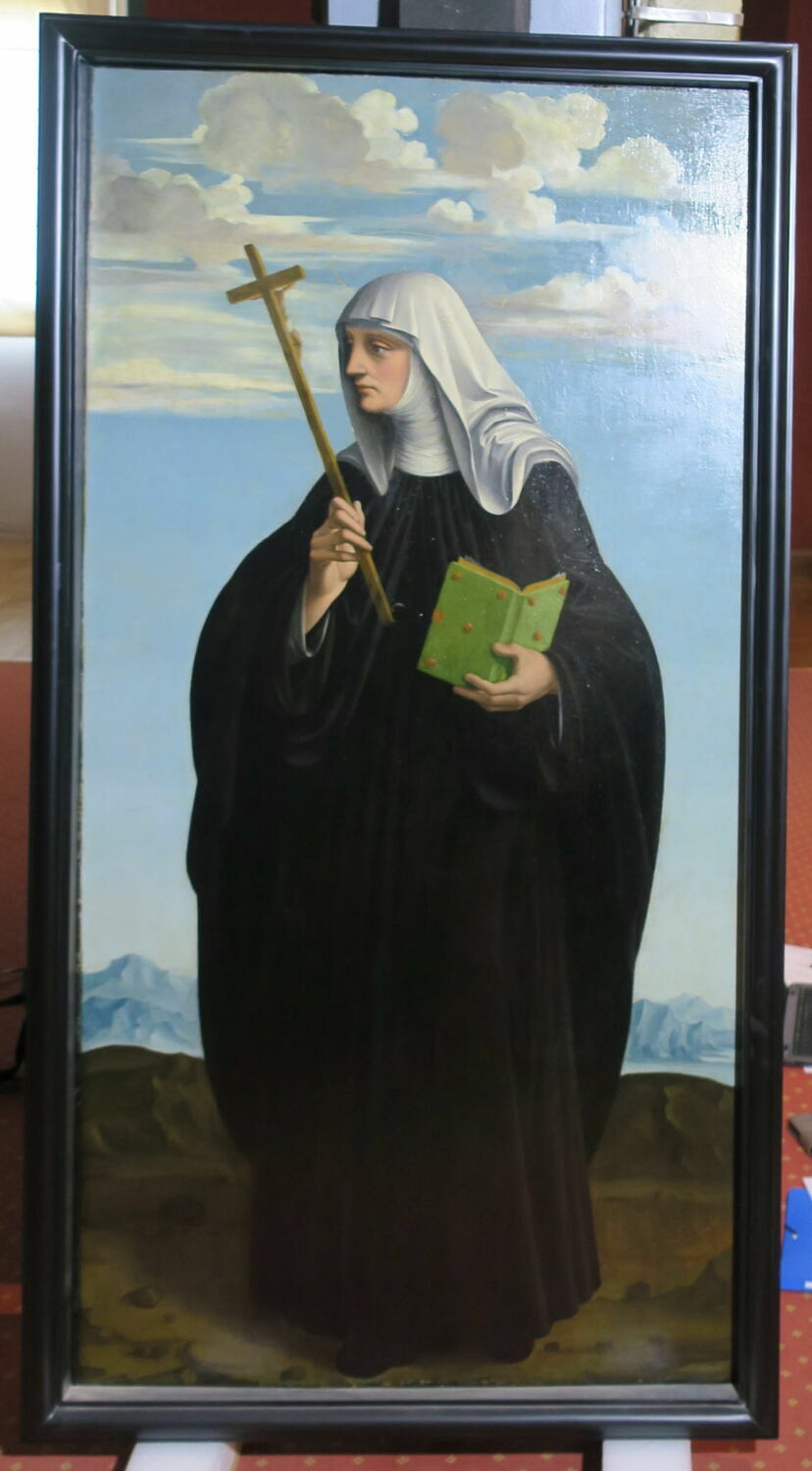 Sainte Claire (panneau supérieur du polyptyque "Crespi"), Marco d'Oggiono, XVIe siècle (Vers 1515 - 1519) (1515 - 1519)