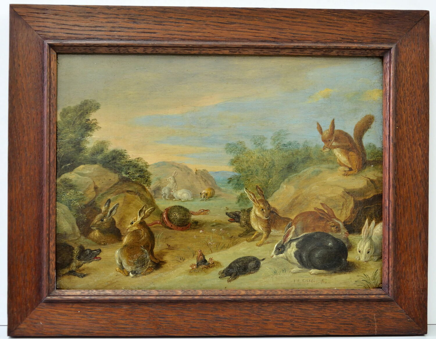 Lapins et taupes dans un paysage, Kessel, Jan I, van, XVIIe siècle (1600 - 1700)