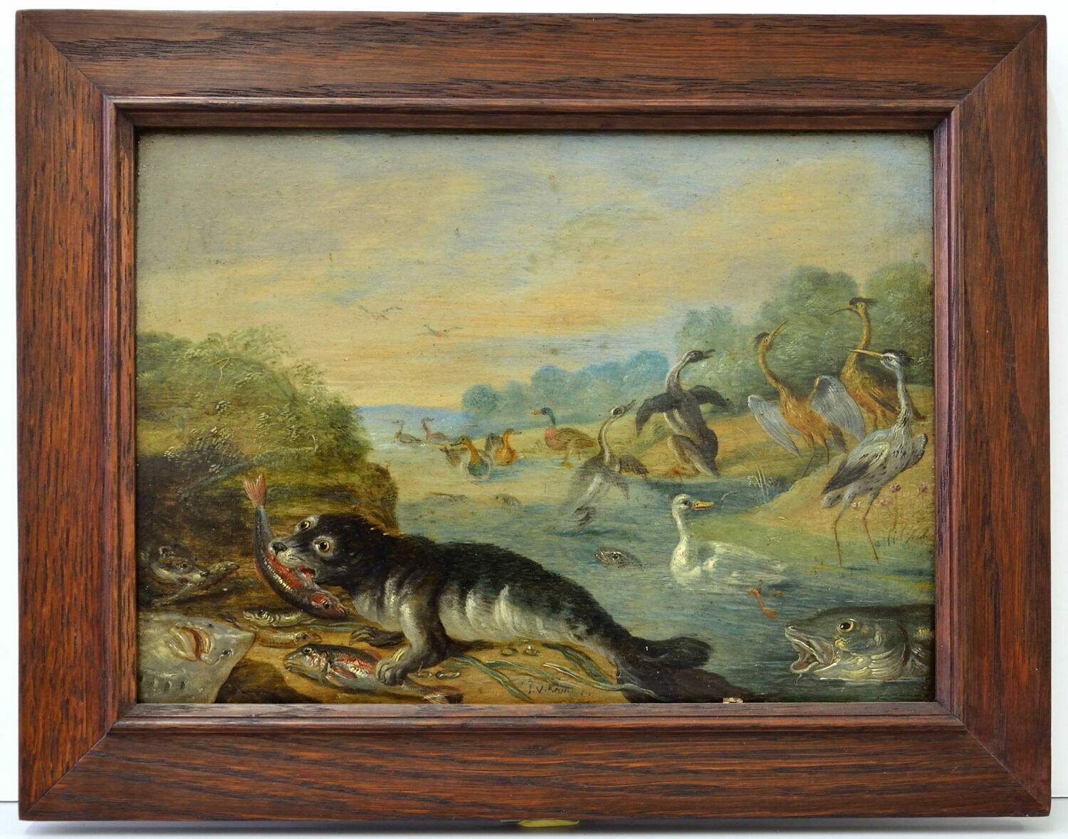 Hérons et poissons, Kessel, Jan I, van, XVIIe siècle (1600 - 1700)