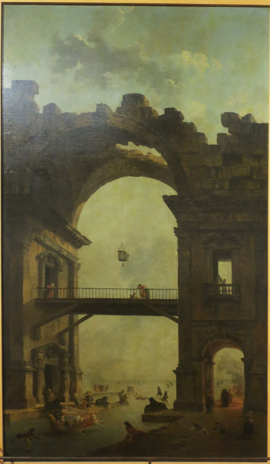 L'Hiver. Scène de patinage sous une arcade en ruines. Panneau décoratif, Robert, Hubert, XVIIIe siècle (1700 - 1800)