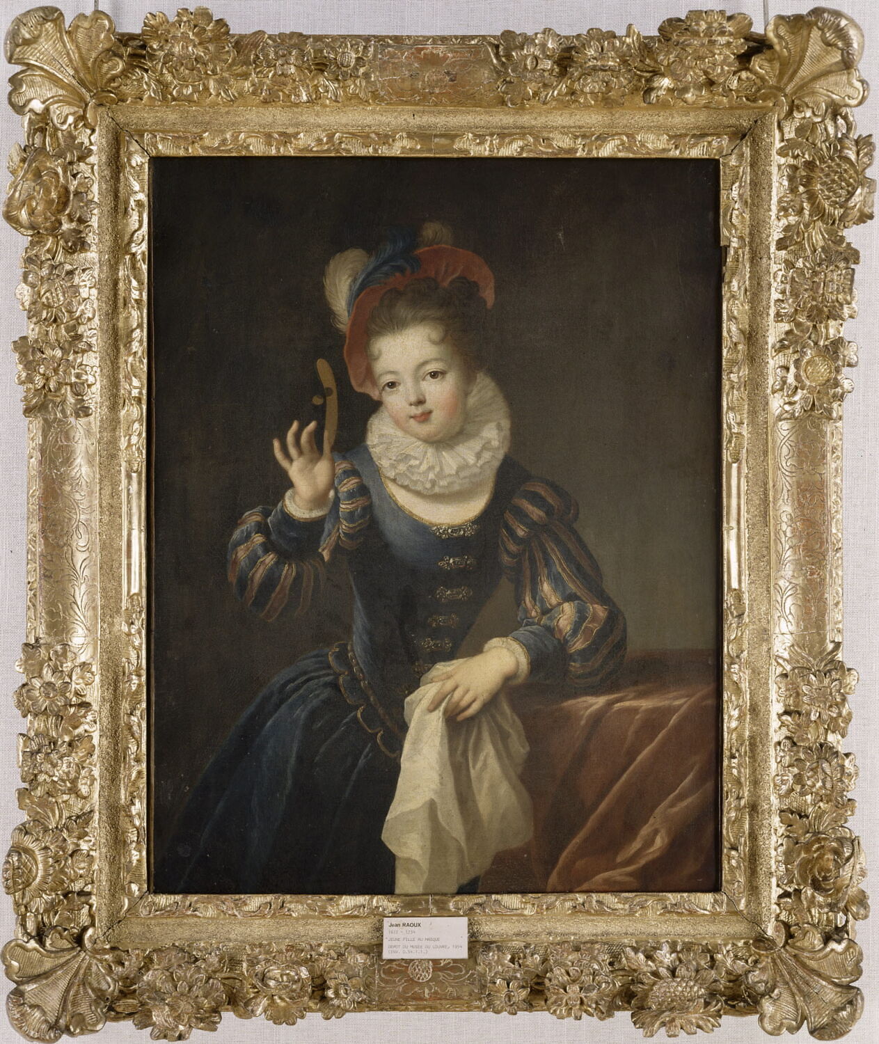 Femme en costume de fantaisie tenant un masque, France, Fin du XVIIe siècle - début du XVIIIè siècle (1675 - 1725)