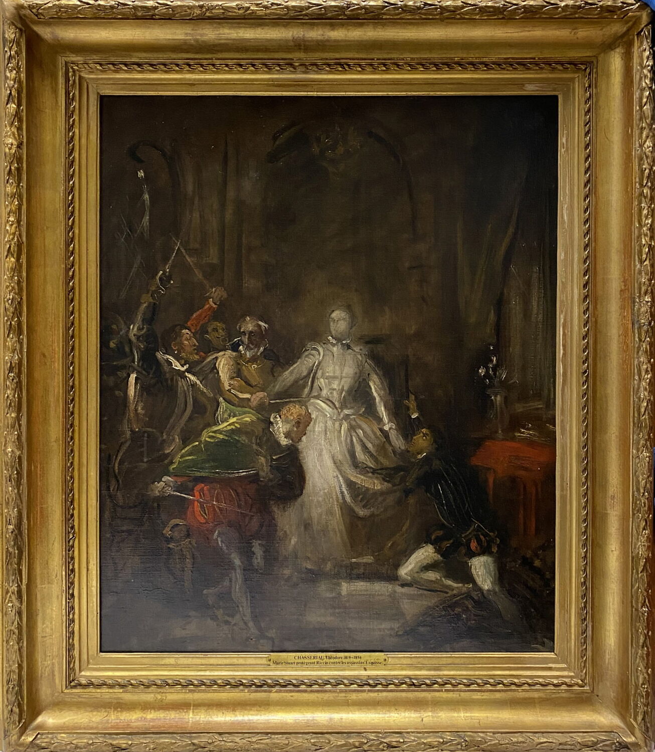 Marie Stuart protégeant Riccio, Chassériau, Théodore, XIXe siècle (Vers 1845) (1845)