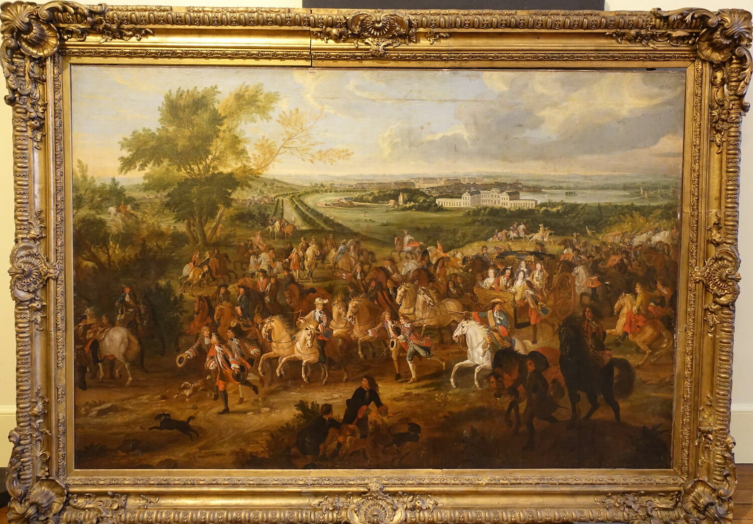 Cortège royal, avec vue sur le château de Clagny et de Versailles, France, XVIIe siècle (1600 - 1700)