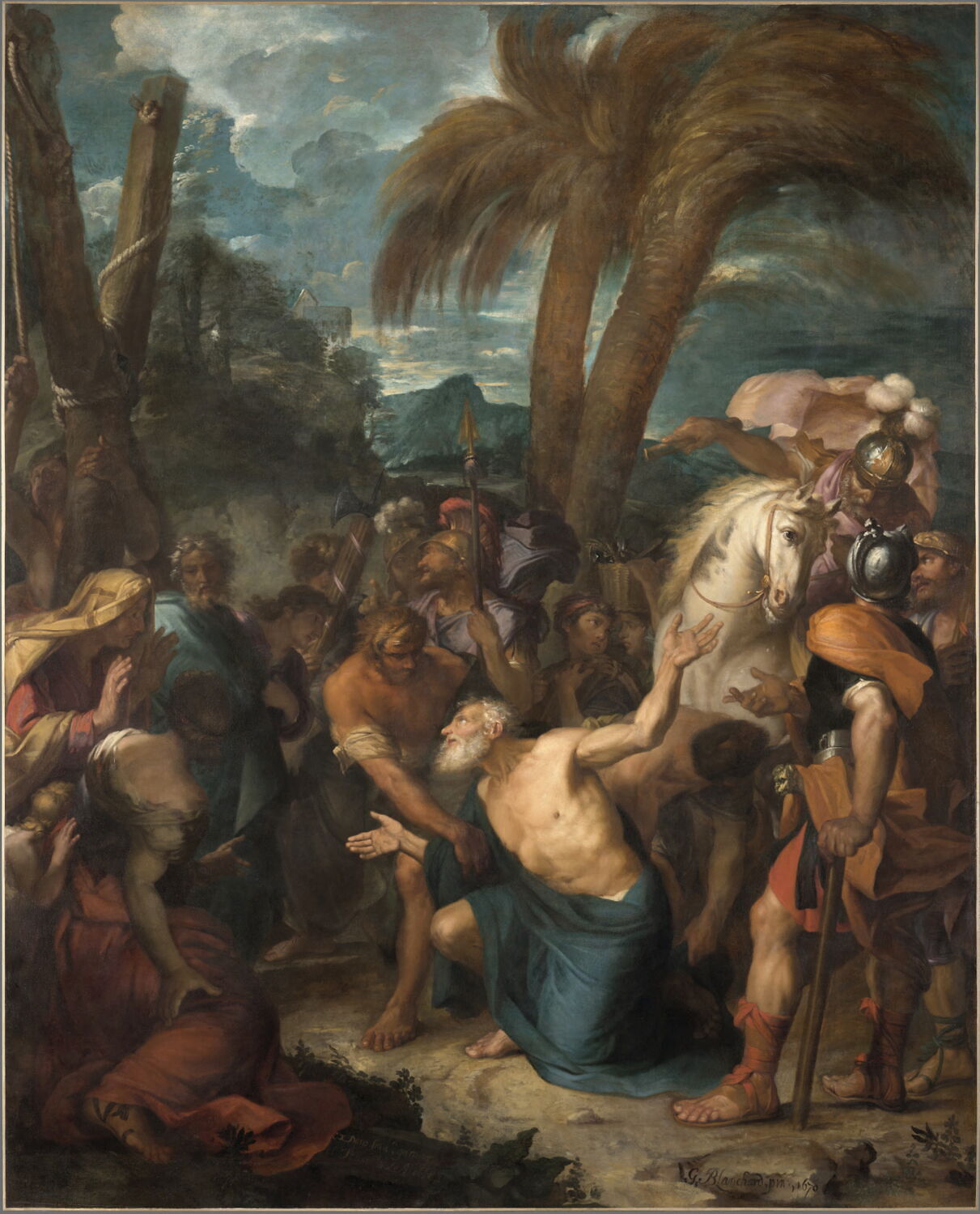 Saint André à genoux devant sa croix, Blanchard, Gabriel, XVIIe siècle (1670)