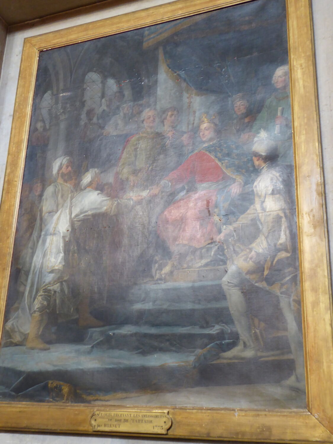Saint Louis recevant les ambassadeurs du prince Assassins, Brenet, Nicolas Guy, 3e tiers du XVIIIe siècle (1773)