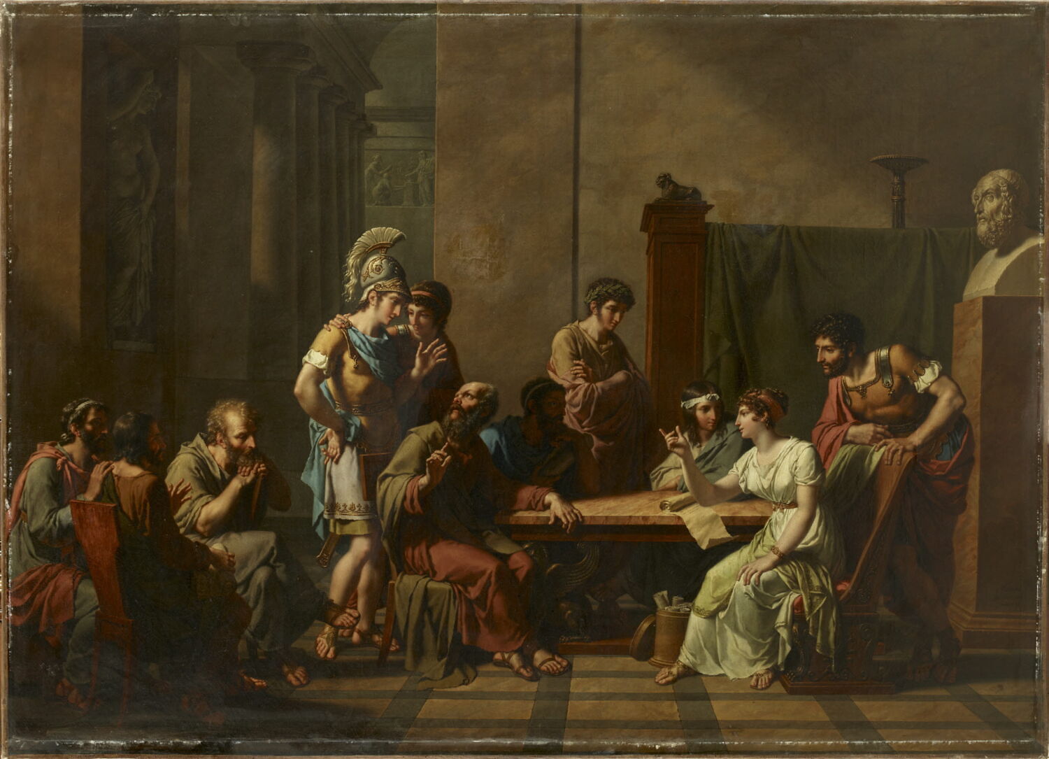Aspasie s'entretenant avec les hommes illustres d'Athènes, Monsiau, Nicolas André, 1e quart du XIXe siècle (1806)