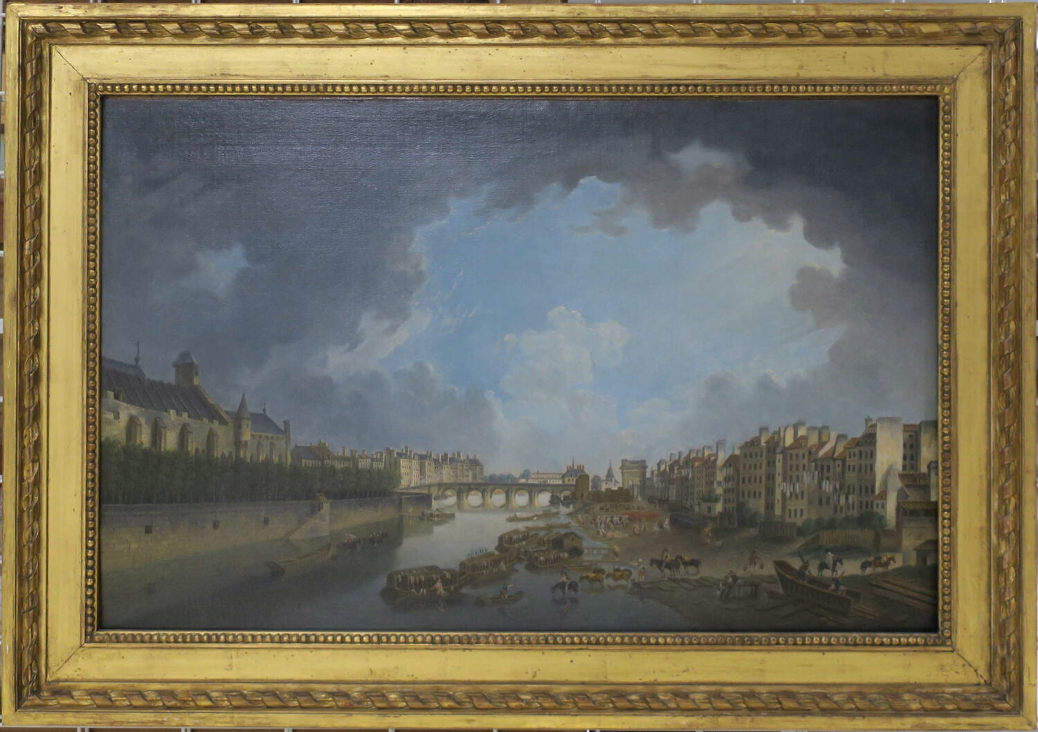 L'Archevêché, le pont de la Tournelle et le quai Saint-Bernard vus de l'Hôtel-Dieu, Demachy, Pierre-Antoine, 4e quart du XVIIIe siècle (vers 1780)