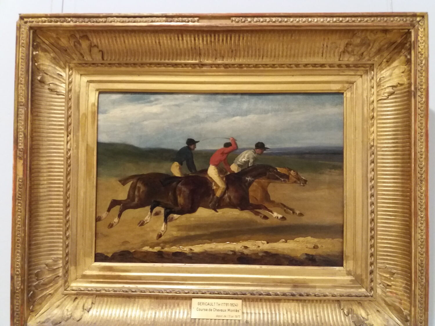 Course de chevaux montés, allant vers la droite, Géricault, Théodore, XIXe siècle (Vers 1820 - 1821) (1820 - 1821)