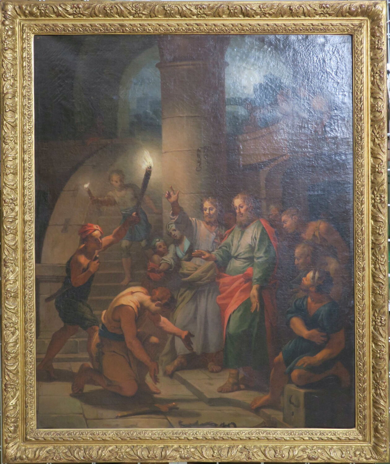 Saint Paul, à Lystre, empêche son geôlier de se tuer, Hallé, Claude-Guy, XVIIe siècle (1600 - 1700)