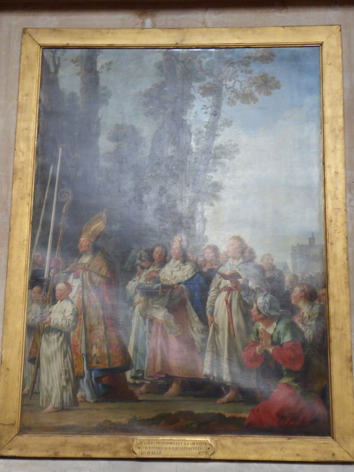 Saint Louis portant en procession de Vincennes à Paris la Sainte Couronne d'épines, Hallé, Noël, 3e tiers du XVIIIe siècle (1773)