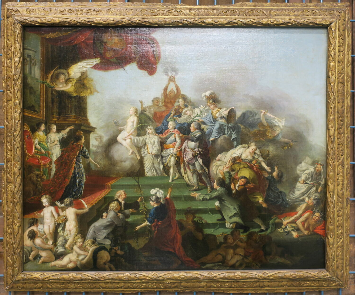 Allégorie relative au jeune prince Frédéric-Christian de Saxe, fils d'Auguste III, roi de Pologne et électeur de Saxe, dit aussi Allégorie du couronnement de Georges III d'Angleterre en 1760, Italie, XVIIIe siècle (1700 - 1800)