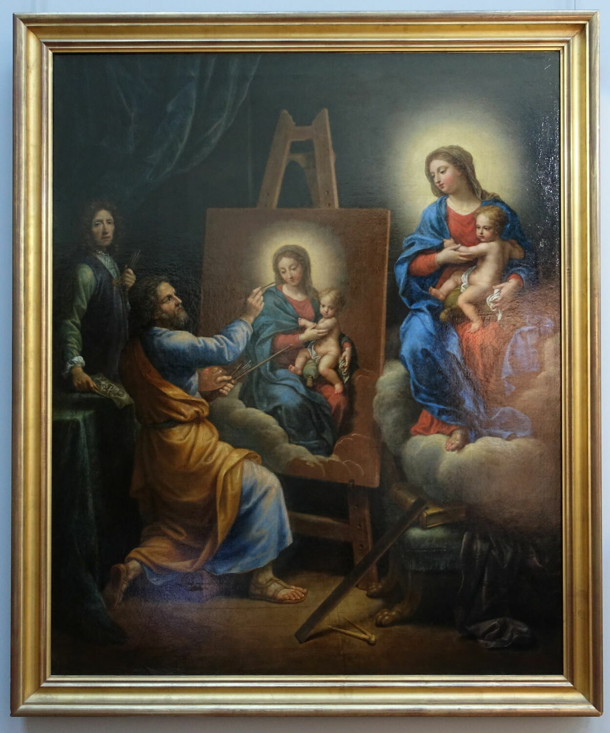 Saint Luc peignant la Vierge avec l'Autoportrait de Mignard, Mignard, Pierre, XVIIe siècle (1695)