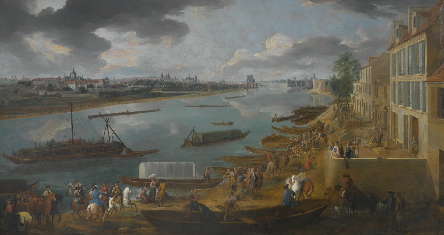 Vue de Paris, prise du quai de la Rapée sur la Salpêtrière, l'île Saint-Louis et l'île de la Cité, Martin, Pierre Denis, XVIIIe siècle (1716)