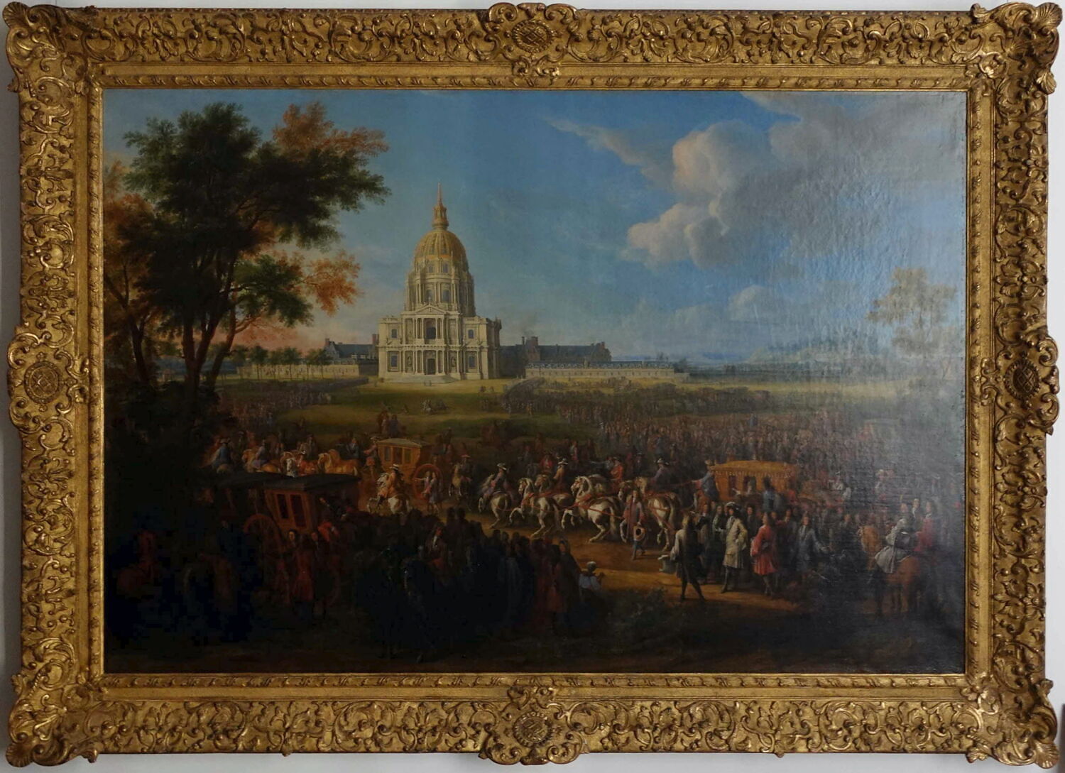 Vue de l'église de l'Hôtel royal des Invalides, que Louis XIV et sa suite viennent visiter, Martin, Pierre Denis, XVIIIe siècle (1700 - 1800)