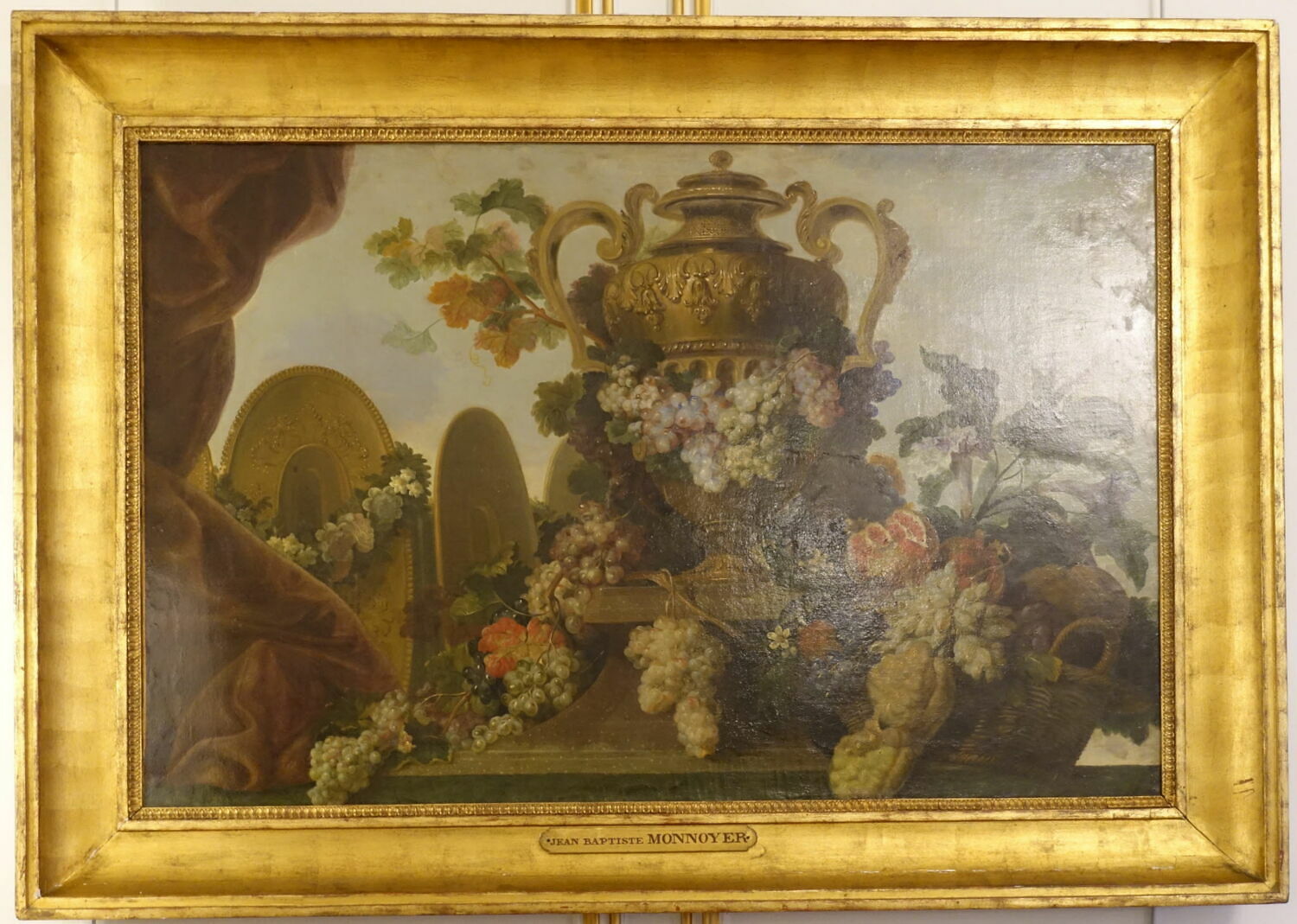 Vase d'or, fleurs, fruits, Monnoyer, Jean Baptiste, XVIIe siècle (1600 - 1700)