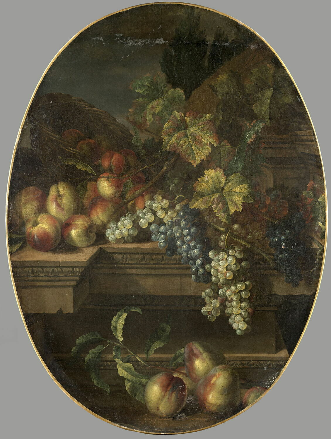 Fruits sur une table de pierre, Monnoyer, Jean Baptiste, XVIIe siècle (vers 1690 - 1700)