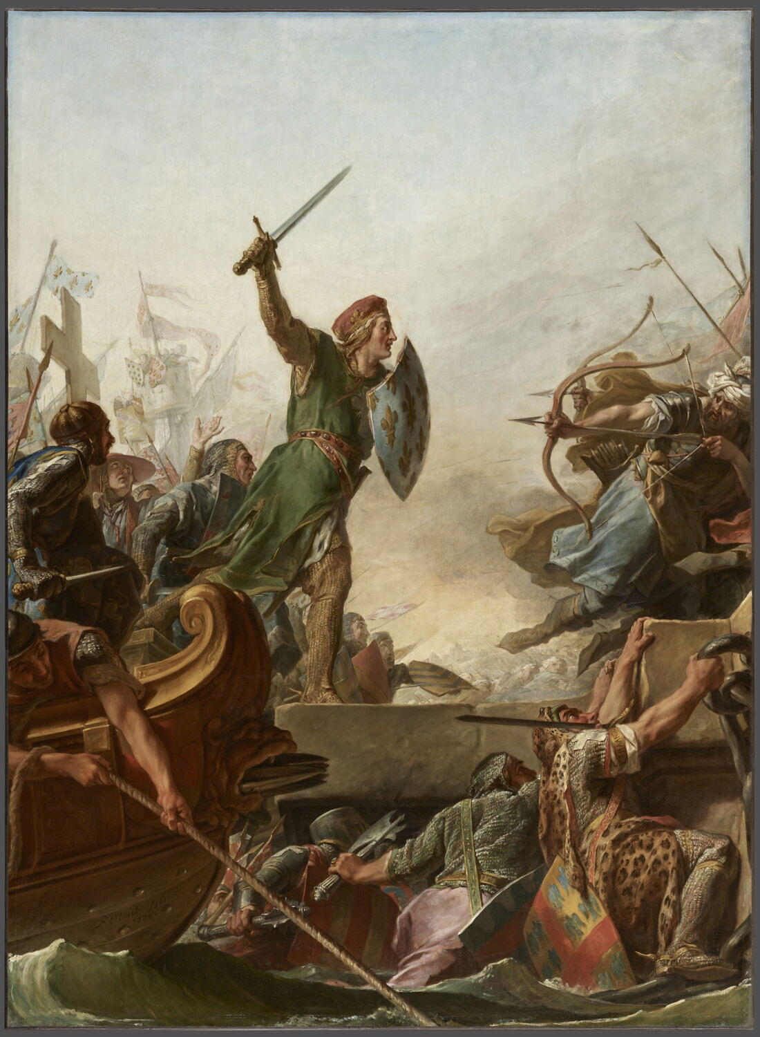 Saint Louis débarquant en Égypte, Restout, Jean Bernard, 3e tiers du XVIIIe siècle (1775)