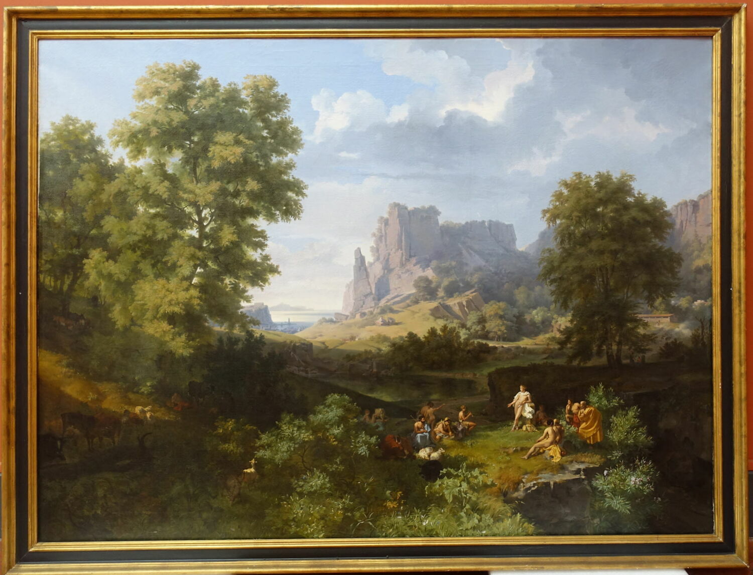 Paysage. Apollon chassé du ciel, enseigne la musique aux bergers, Turpin de Crissé, Lancelot Théodore, 1e quart du XIXe siècle (1824)