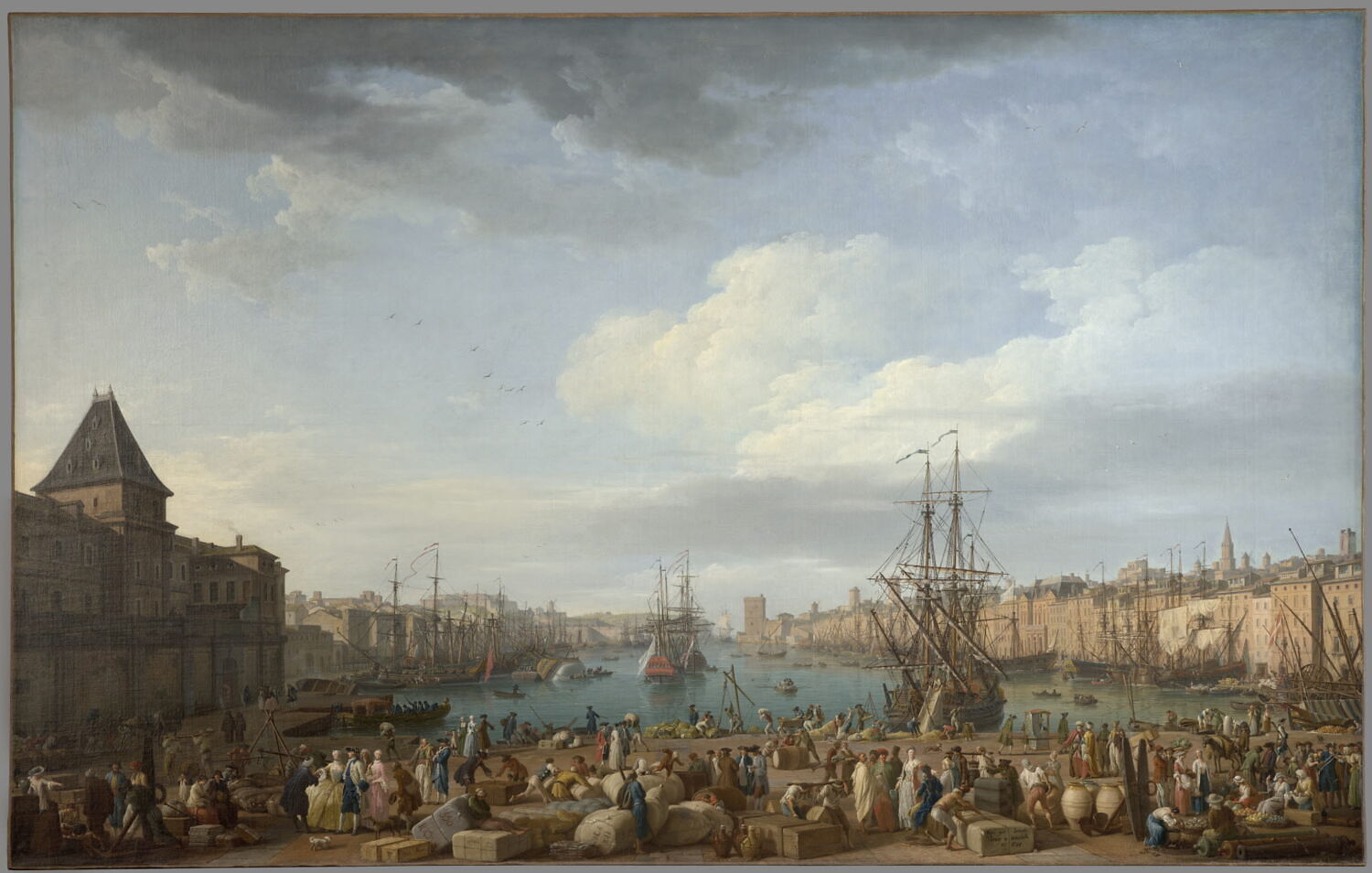 L'Intérieur du port de Marseille, vu du Pavillon de l'Horloge du Parc, Vernet, Claude-Joseph, XVIIIe siècle (1700 - 1800)