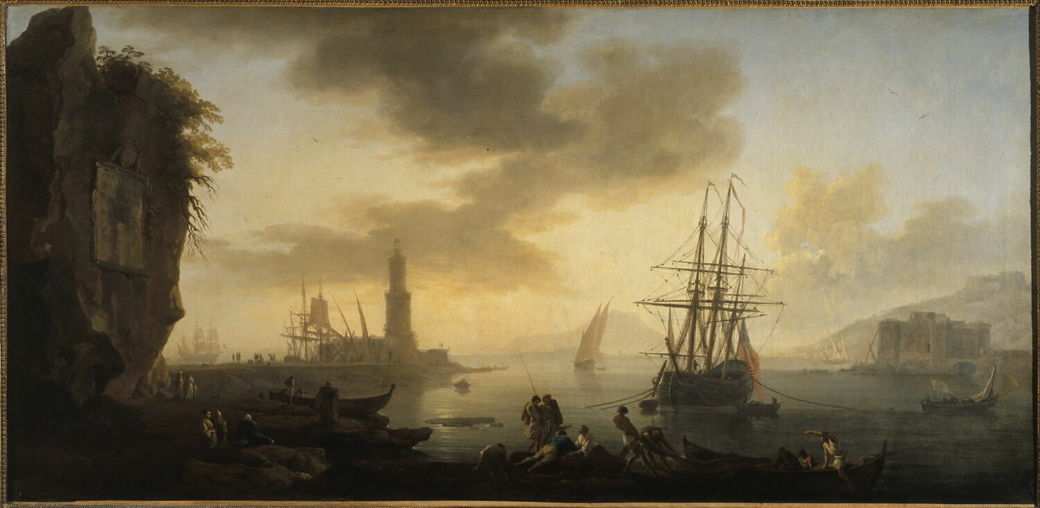Port de mer; le midi ou le calme, Vernet, Claude-Joseph, XVIIIe siècle (1700 - 1800)
