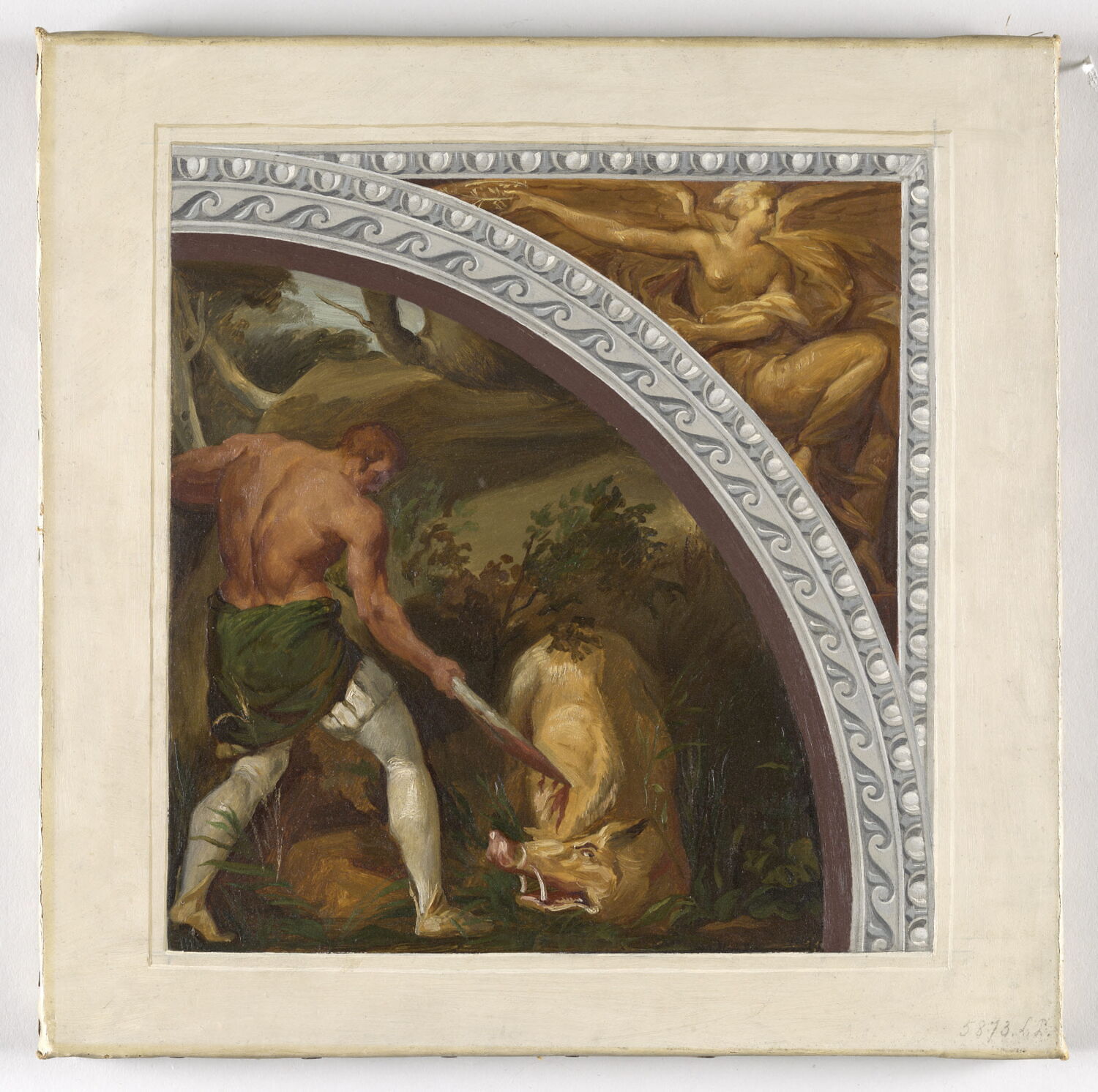 Hercule et le sanglier d'Erymanthe, Alaux, Jean, 2e quart du XIXe siècle (1834)