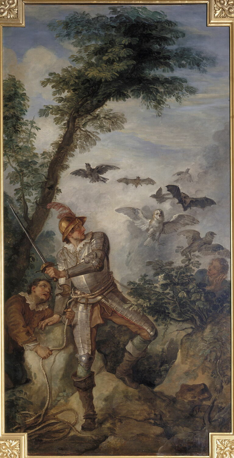 Don Quichotte et les oiseaux de la caverne de Montesinos, Natoire, Charles-Joseph, 2e quart du XVIIIe siècle (1735)