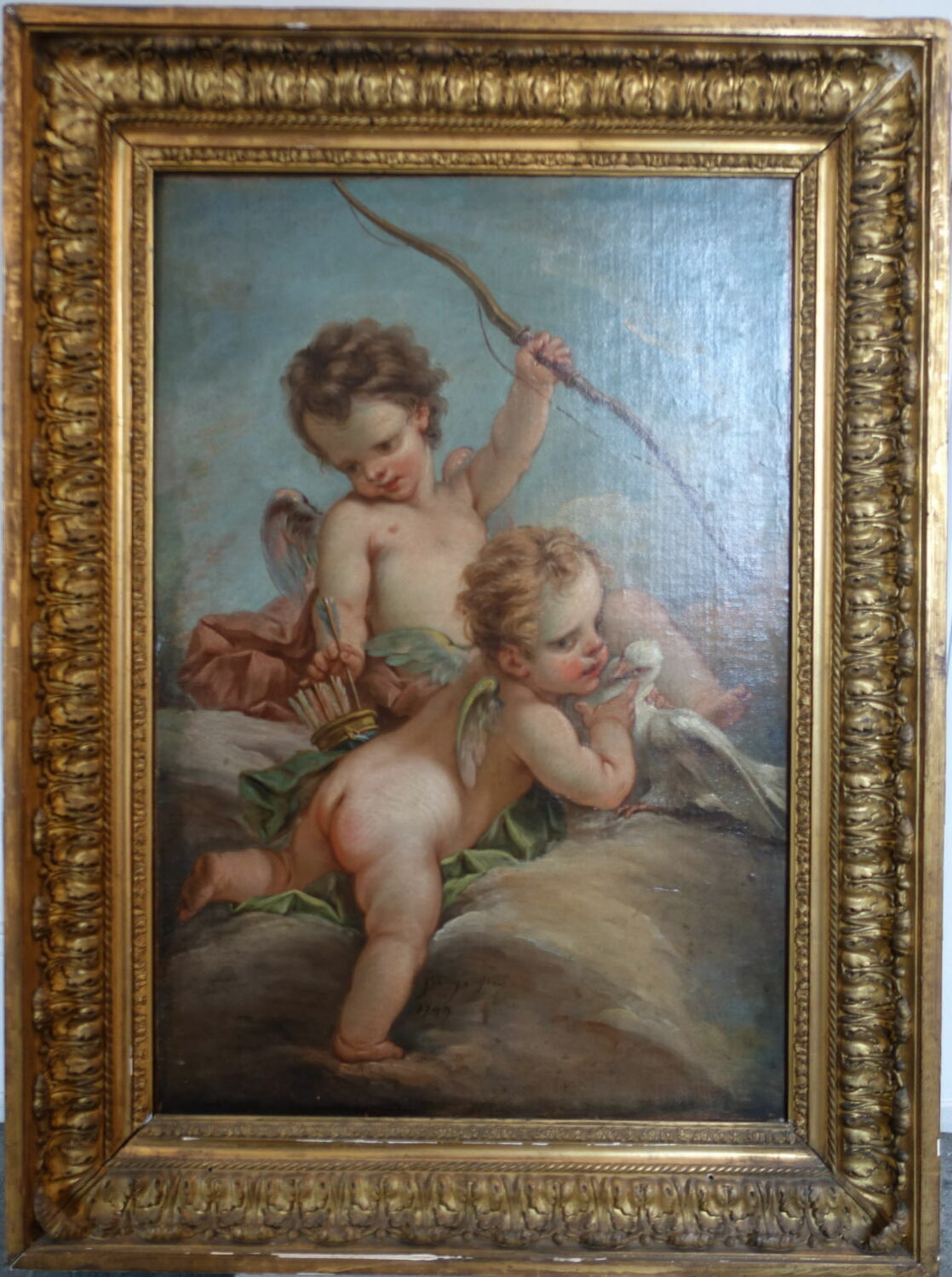 Deux amours sur des nuages, Anonyme, XVIIIe siècle (1749)