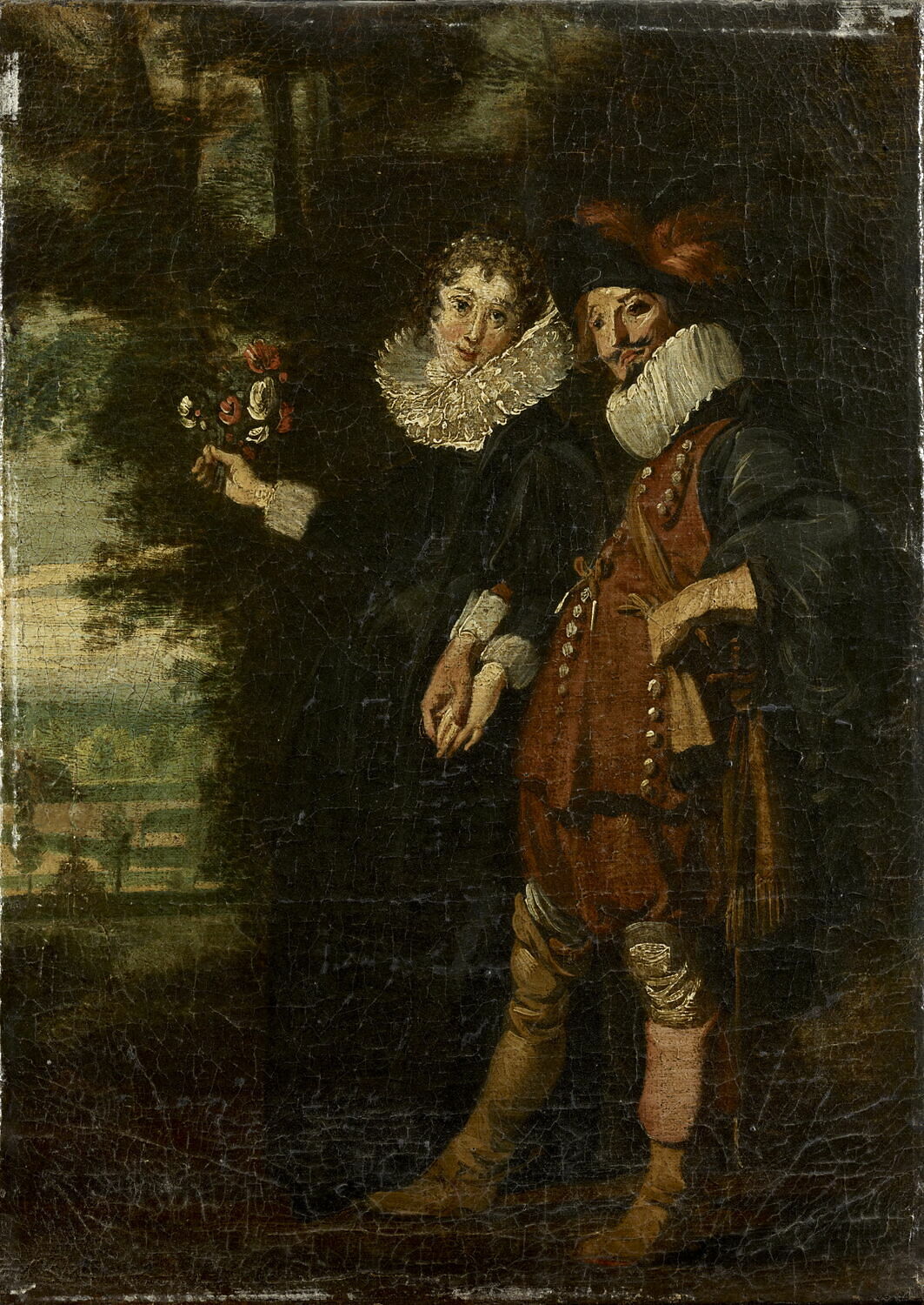 Deux personnages dans un parc, Hals, Dirck, XVIIe siècle (1600 - 1700)