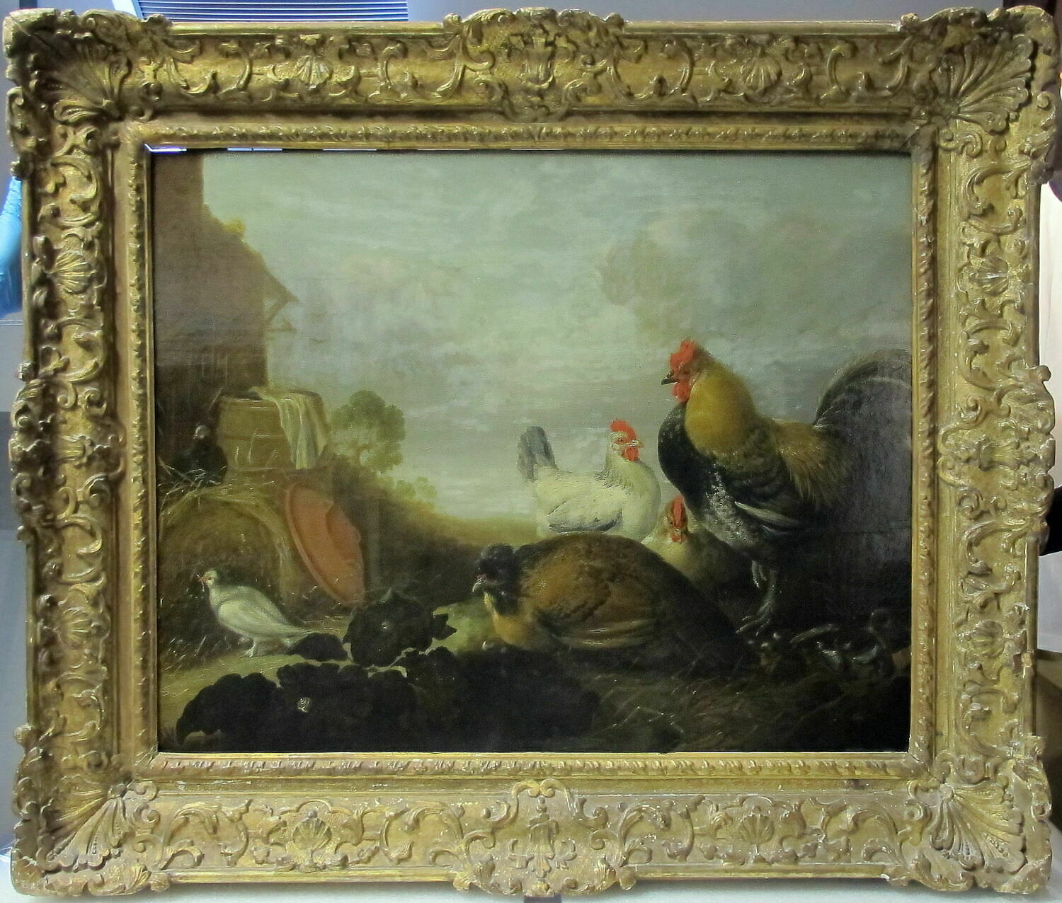 Poulailler | Peinture ancienne de scène de basse-cour à