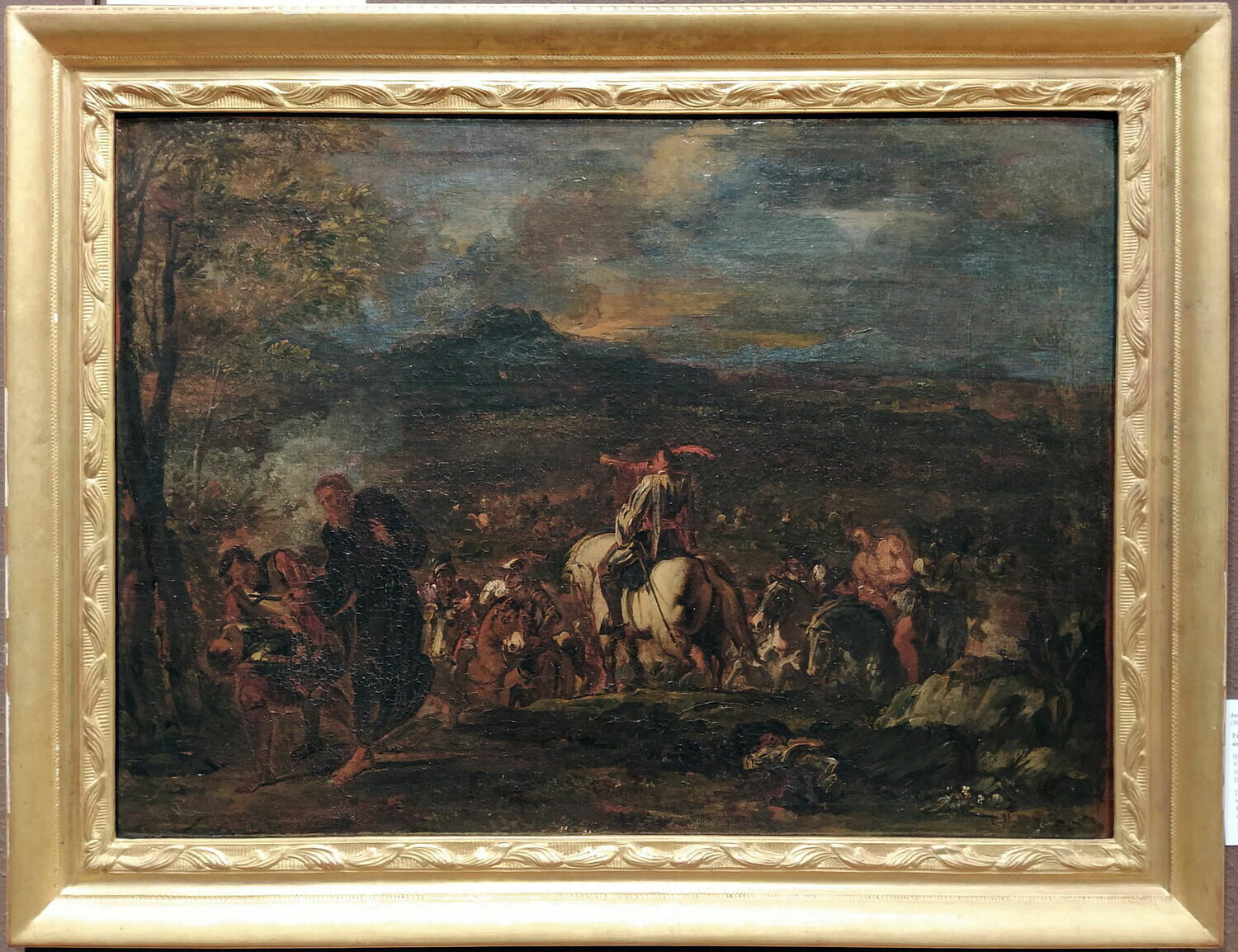 Une Bataille (esquisse) ou Cornette annonçant la fin des combats et moine assistant un mourant, Parrocel, Joseph, 2e moitié du XVIIe siècle (1650 - 1700)