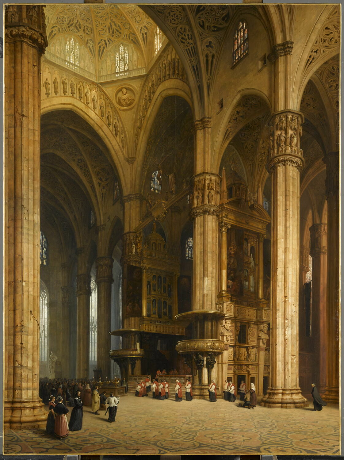 Vue intérieure de la cathédrale de Milan, Sebron, Hippolyte,  (1841)