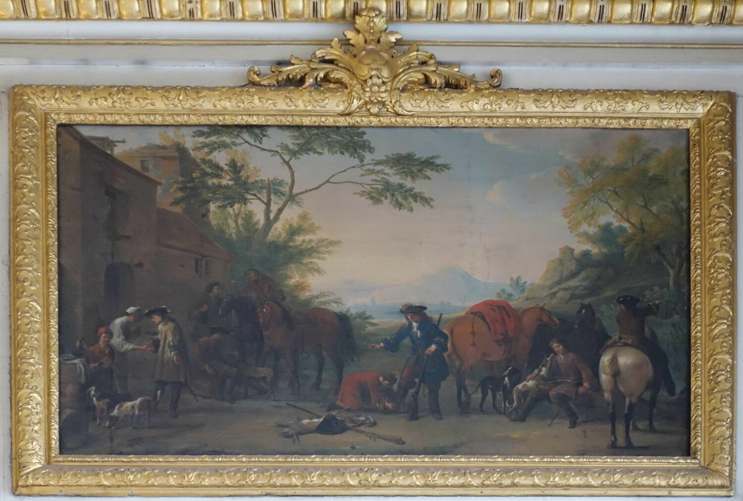 Halte de troupe devant une hôtellerie, Flandres, Début du XVIIIe siècle (1710)