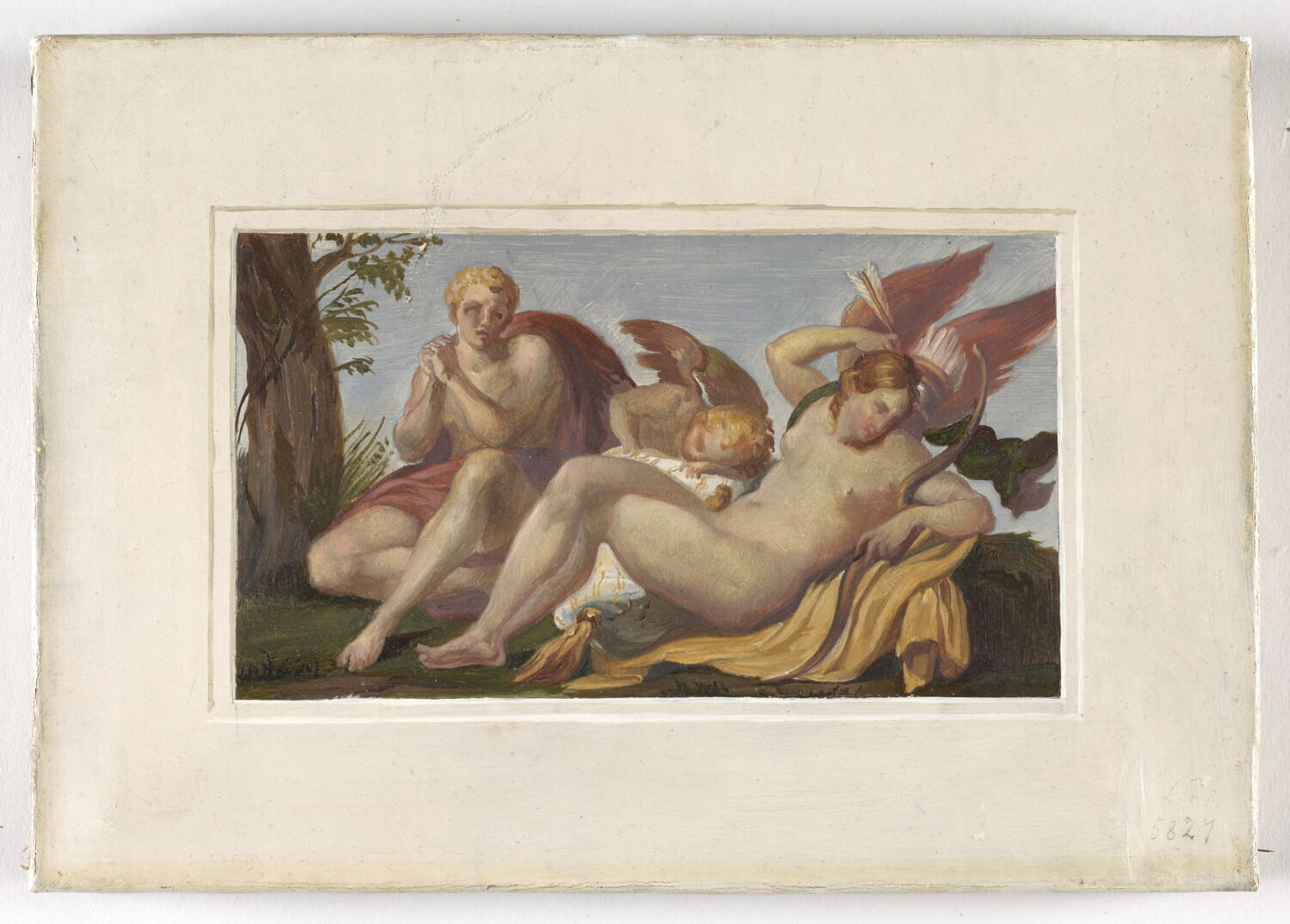 Cupidon, l'Amour et un homme se lamentant, Alaux, Jean, 2e quart du XIXe siècle (1834)