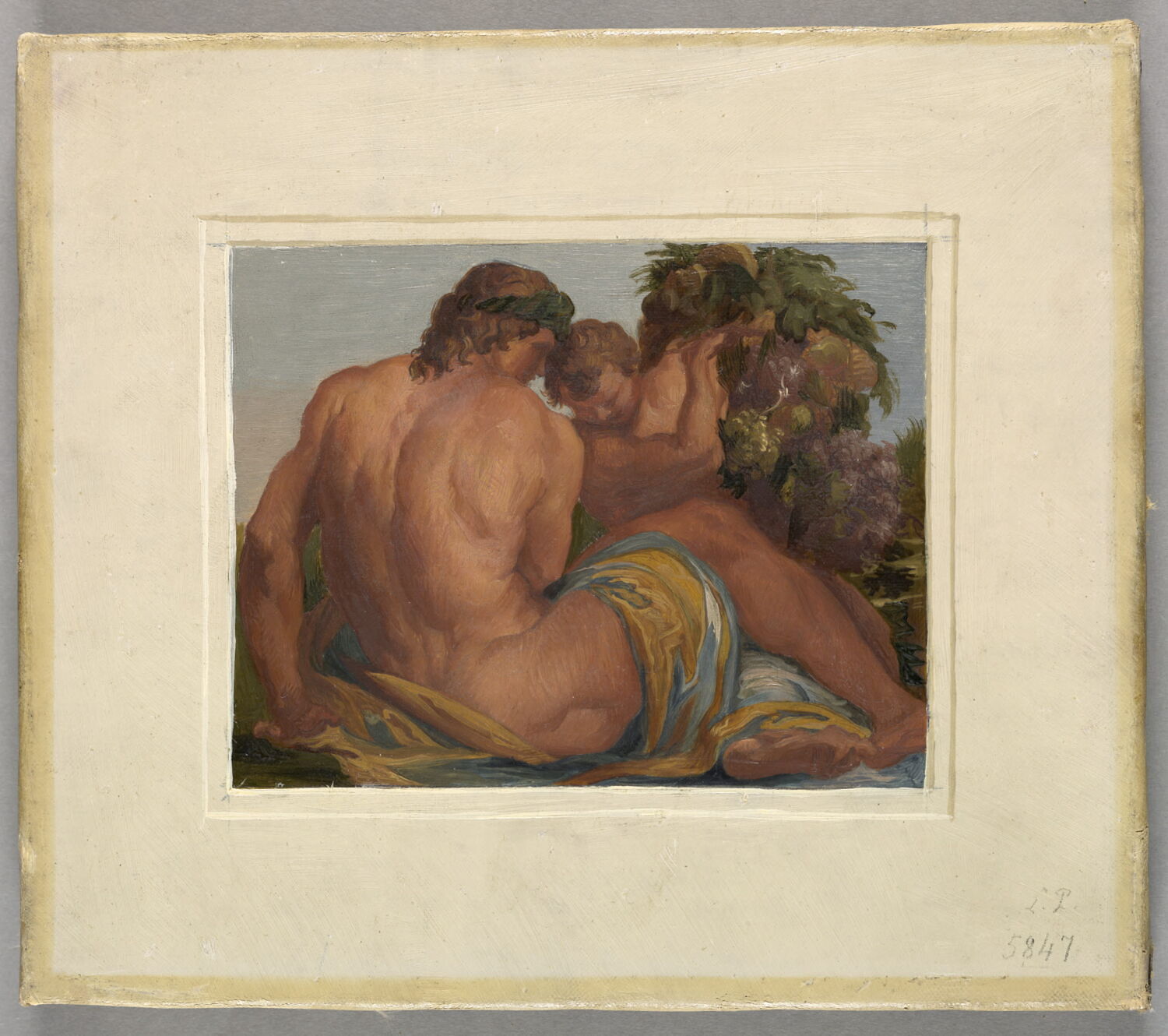 Homme avec un enfant portant des fruits, Alaux, Jean, 2e quart du XIXe siècle (1834)
