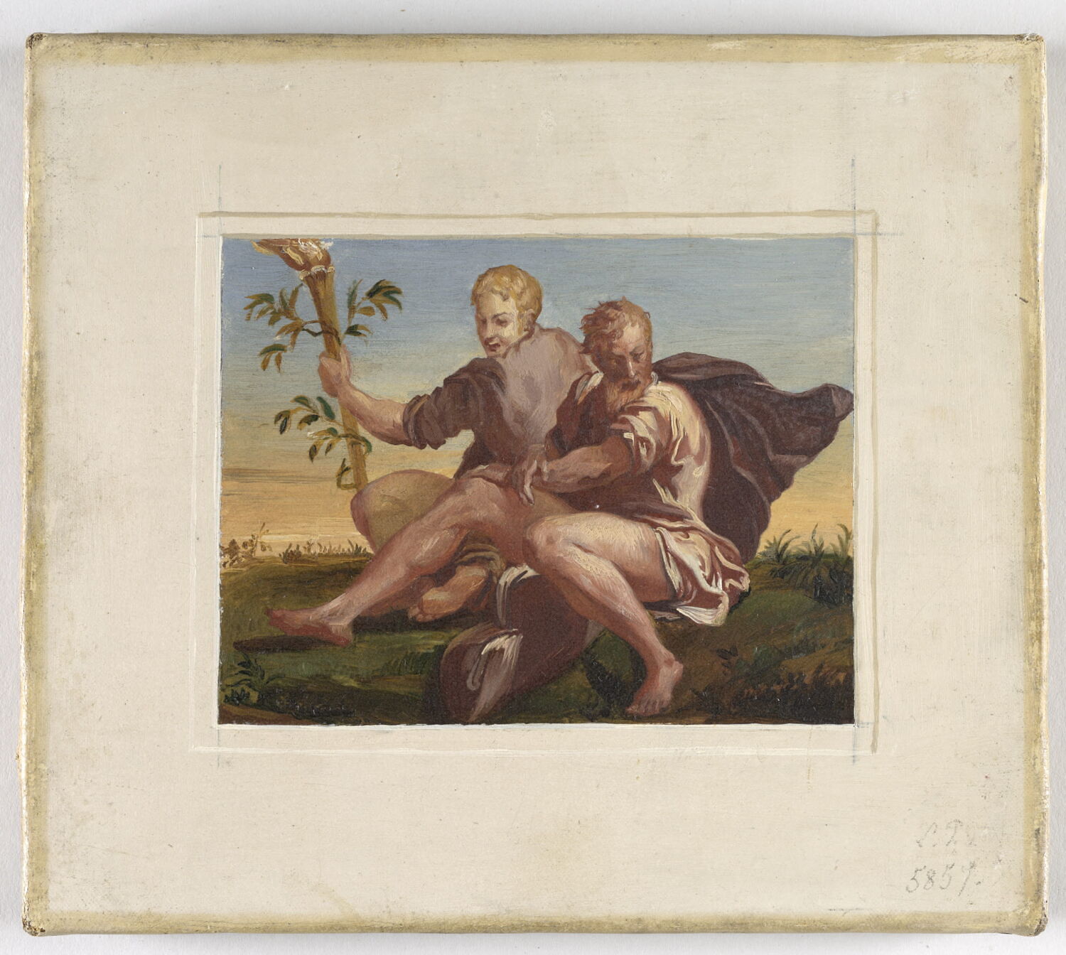 Deux hommes dont un porte une torche, dit autrefois "Comus", Alaux, Jean, 2e quart du XIXe siècle (1834)