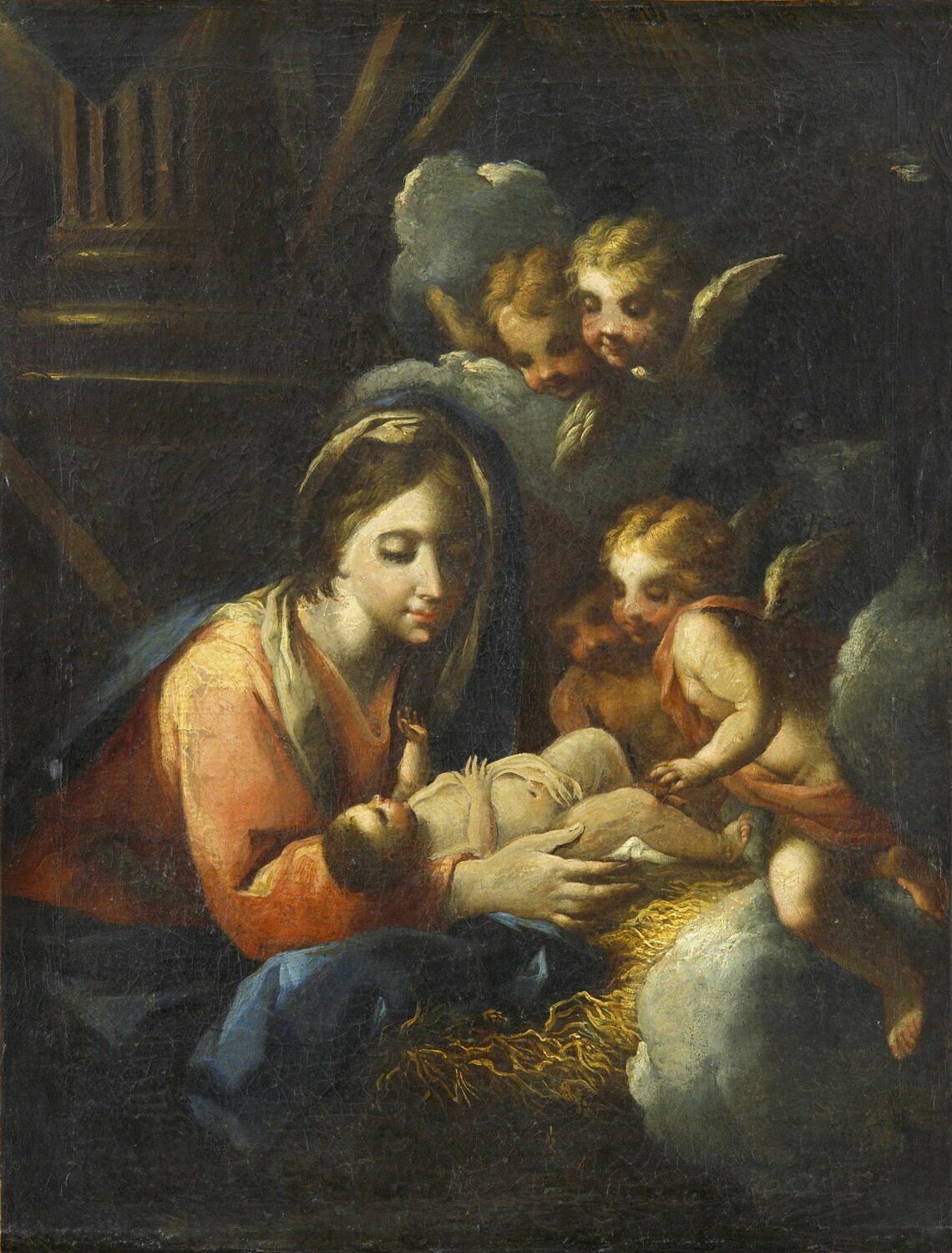 Vierge à l'Enfant adoré par les anges, Biscaino, Bartolommeo, XVIIe siècle (1600 - 1700)