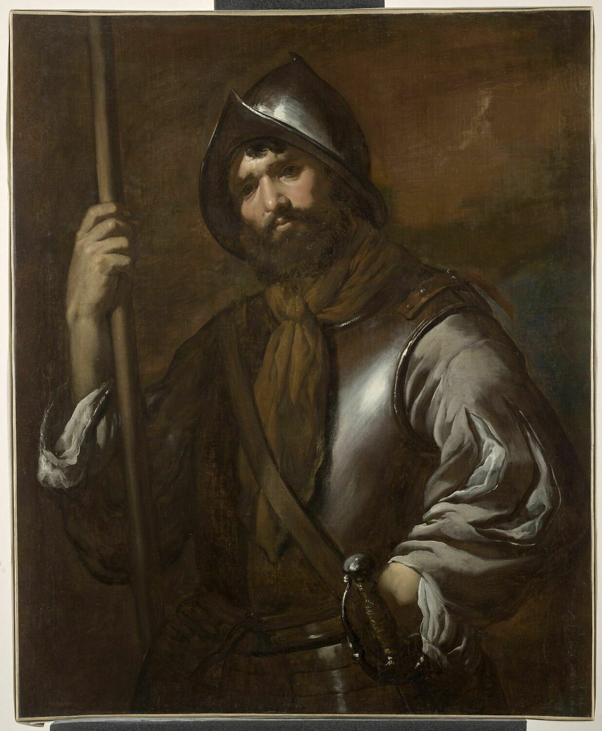 Soldat vu à mi-corps tenant une pique, Fracanzano, Francesco, XVIIe siècle (1600 - 1700)