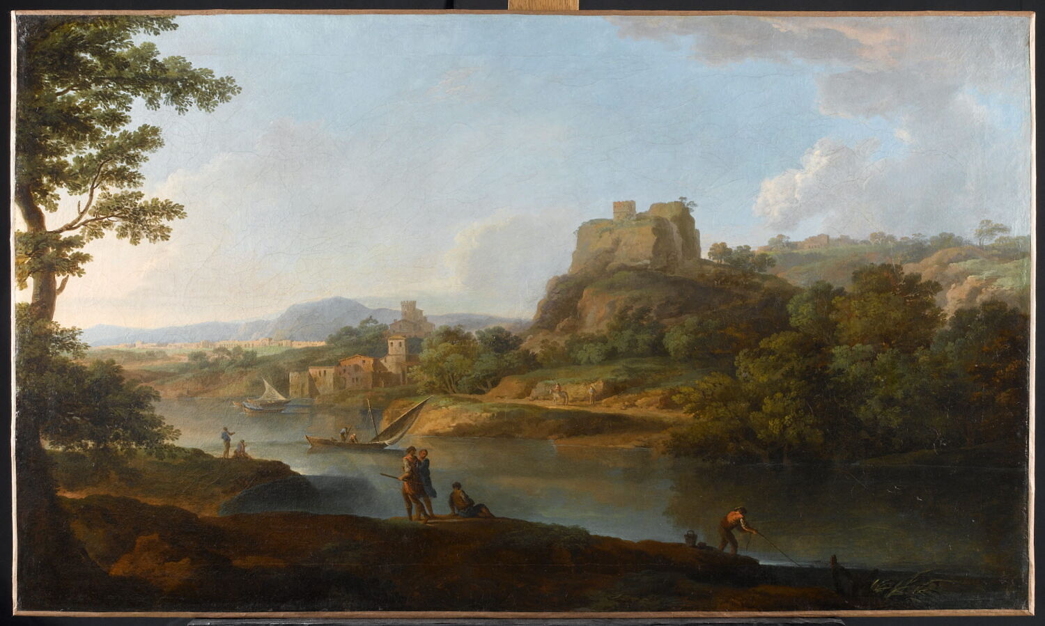 Paysage avec pêcheurs sur une barque, Anesi, Paolo, XVIIIe siècle (1700 - 1800)