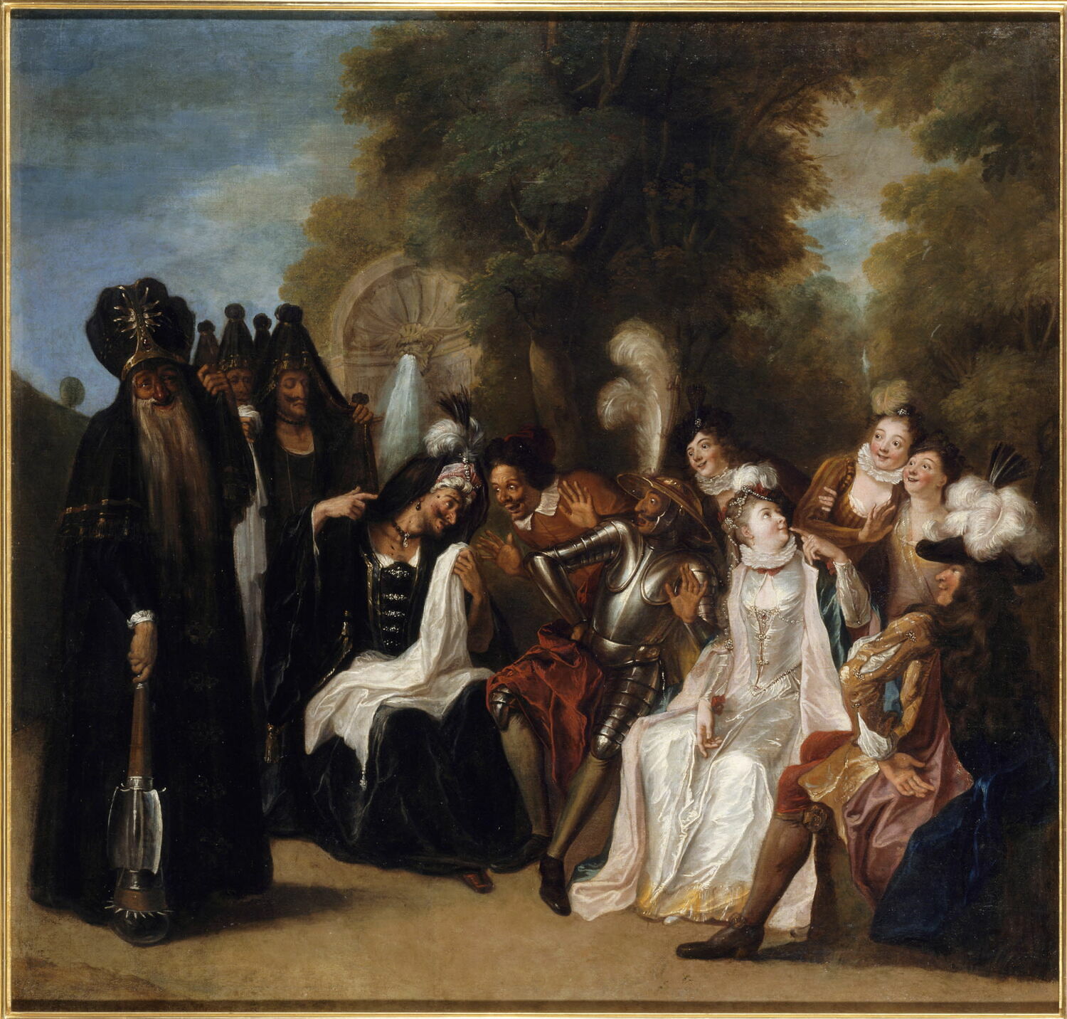 La Doloride, affligée de sa barbe, vient prier Don Quichotte de la venger, Coypel, Charles-Antoine, 1e quart du XVIIIe siècle (1716)