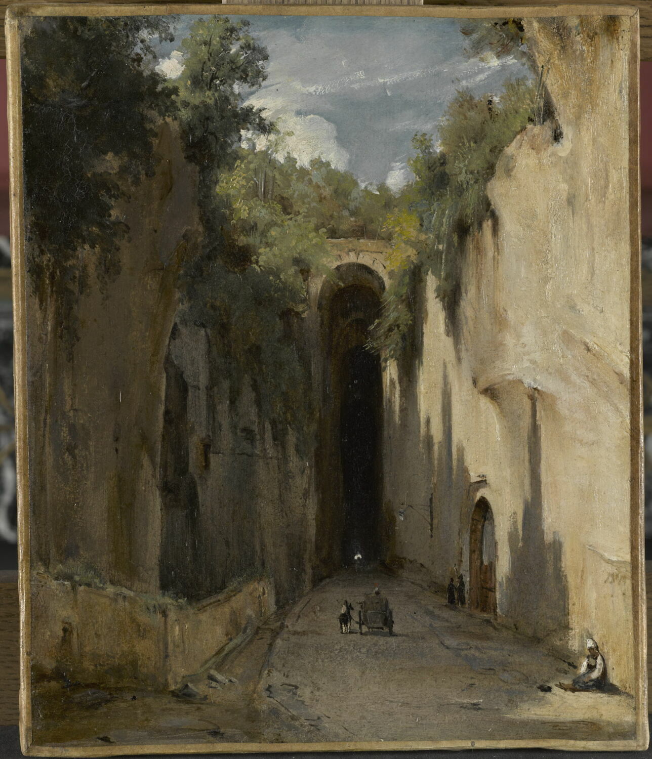 Entrée de la grotte de Pausilippe à Naples, Fleury, François Antoine Léon, XIXe siècle (1800 - 1900)